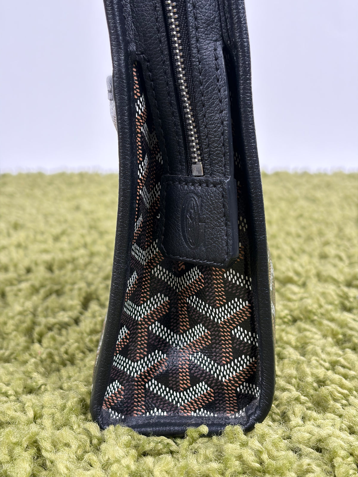 Pochette Goyard Jouvence MM in tela Goyardine Nera