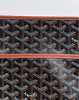 Pochette Goyard Jouvence in tela Goyardine nera con profili marroni