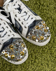 Louboutin basse Size 40.5 blu oro e argento