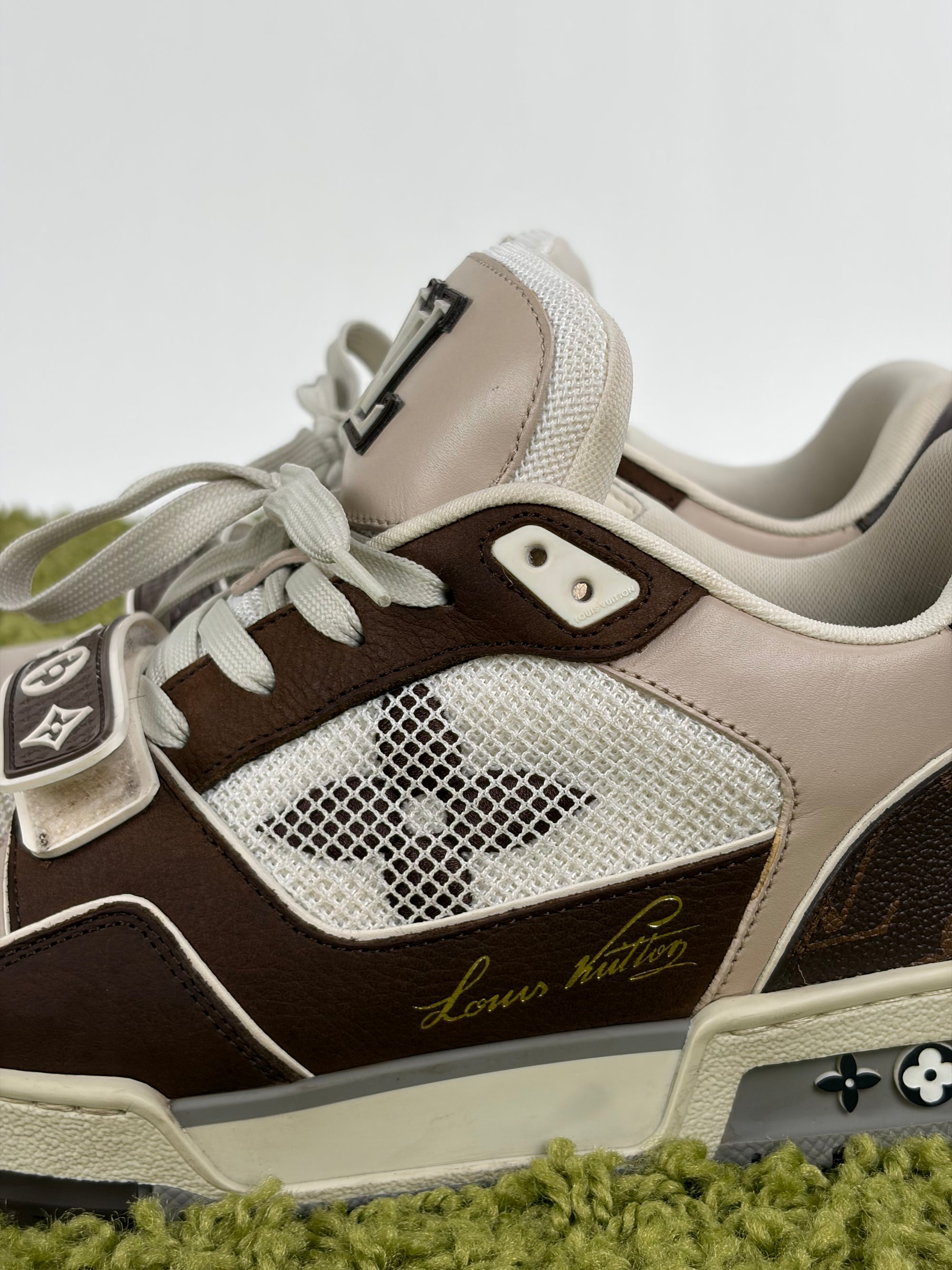 Louis vuitton trainer 6=40 calza 41 marrone bianco e panna