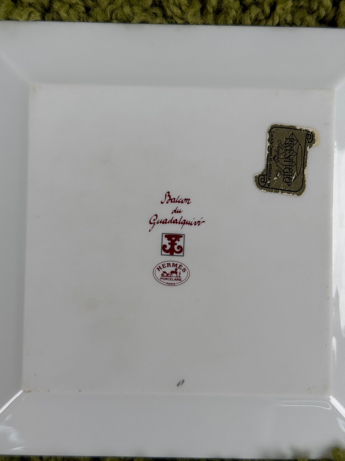 Piatto quadrato Balcon du Guadalquivir Bianco Rosso Hermès - Second Hand Di Fiore