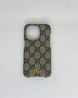 Cover Gucci per IPhone 16 pro beige e oro
