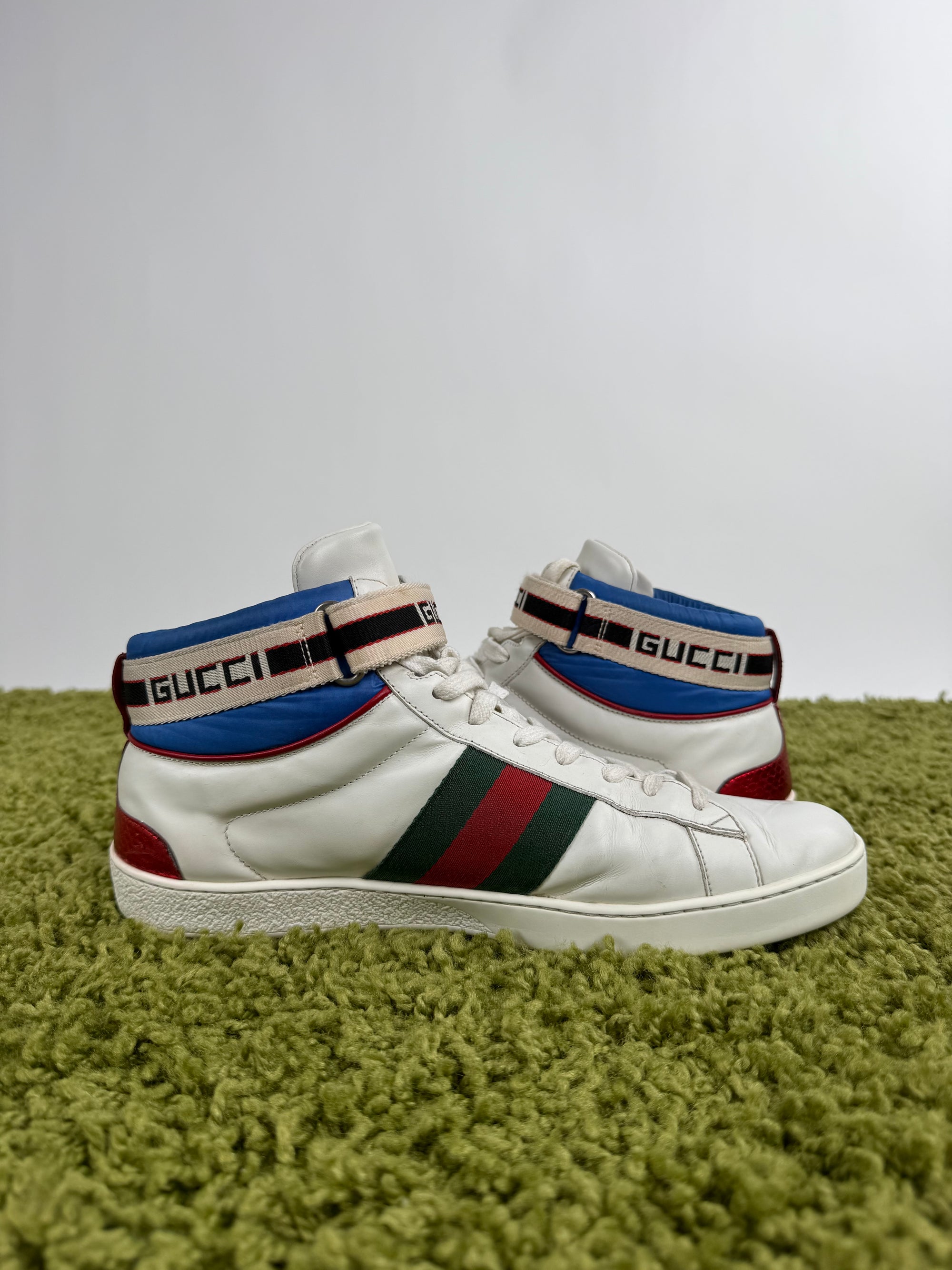 Gucci Ace Stripe High Bianche 9.5
