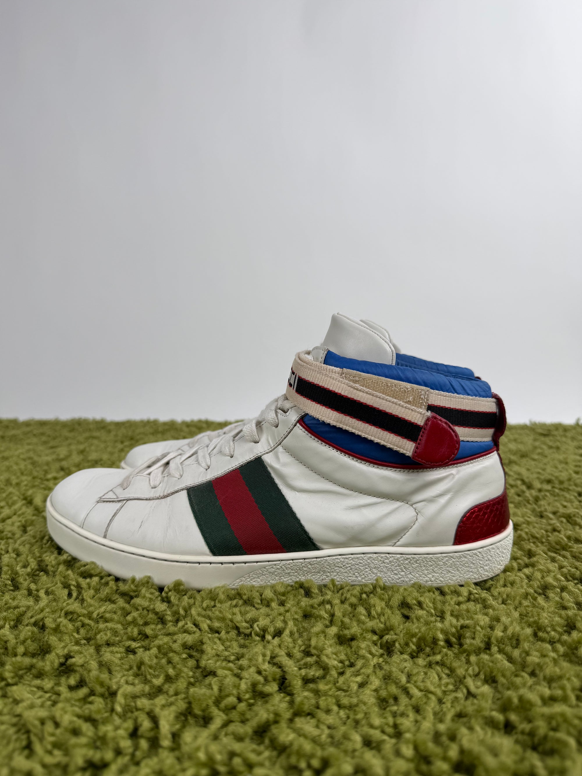 Gucci Ace Stripe High Bianche 9.5