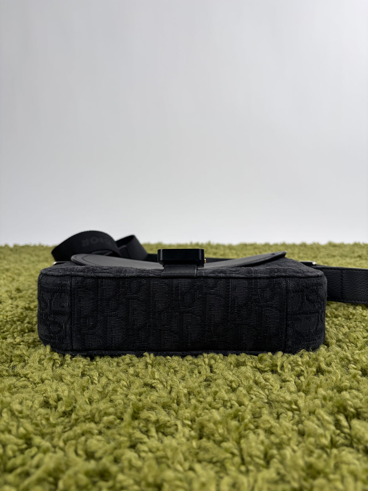 Borsa a tracolla Christian Dior Saddle con pattina Nero