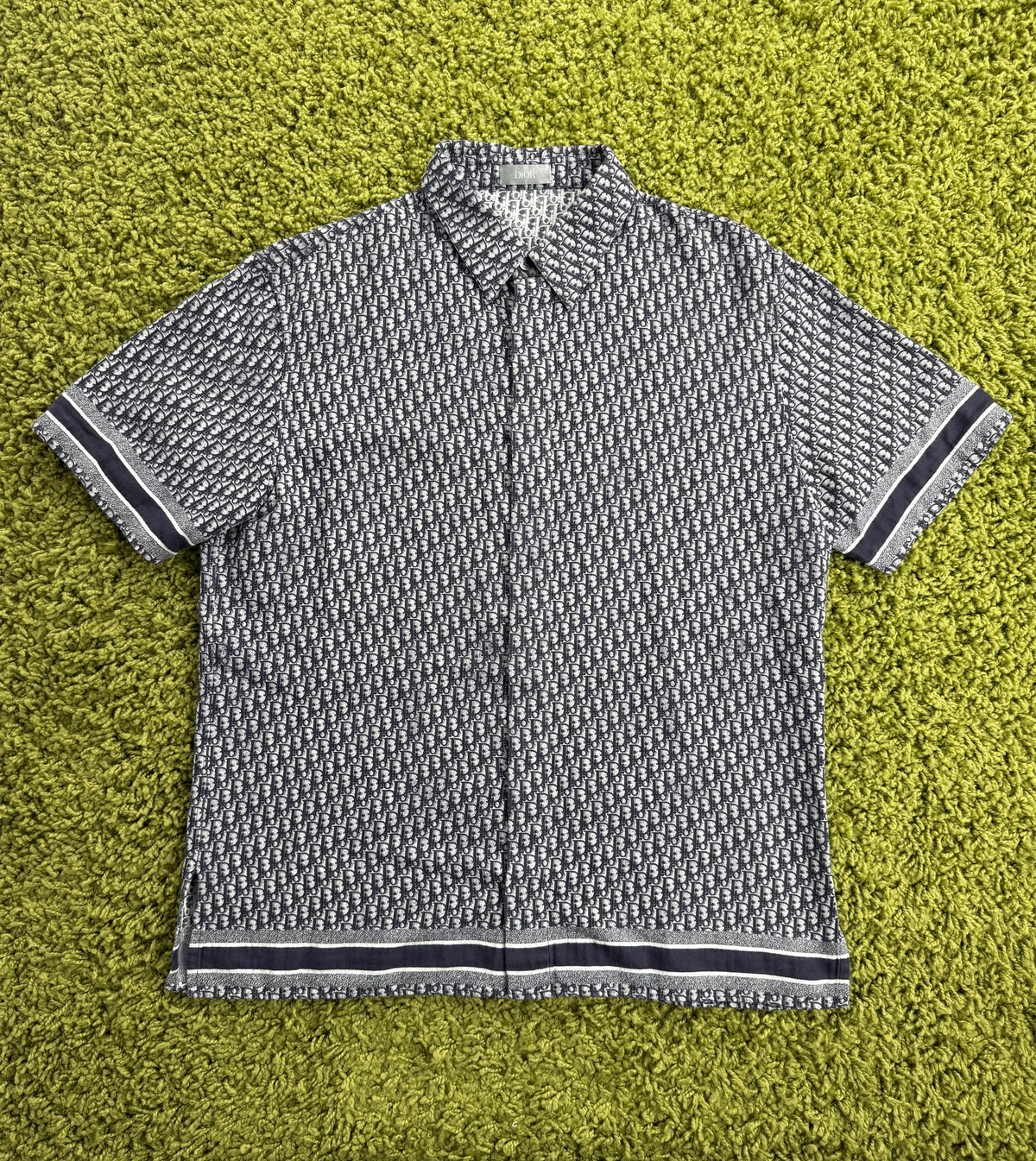 Camicia Christian Dior Con Monogram in Oblique Blu Navy 41