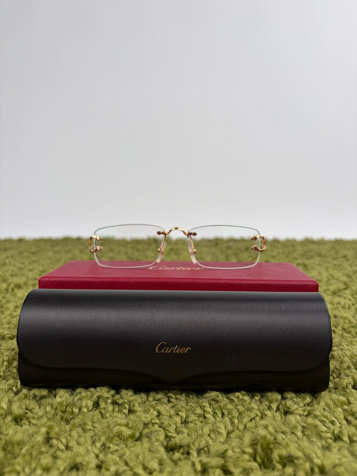 Occhiali Rimless Rettangolari CT05630 Cartier Con aste oro