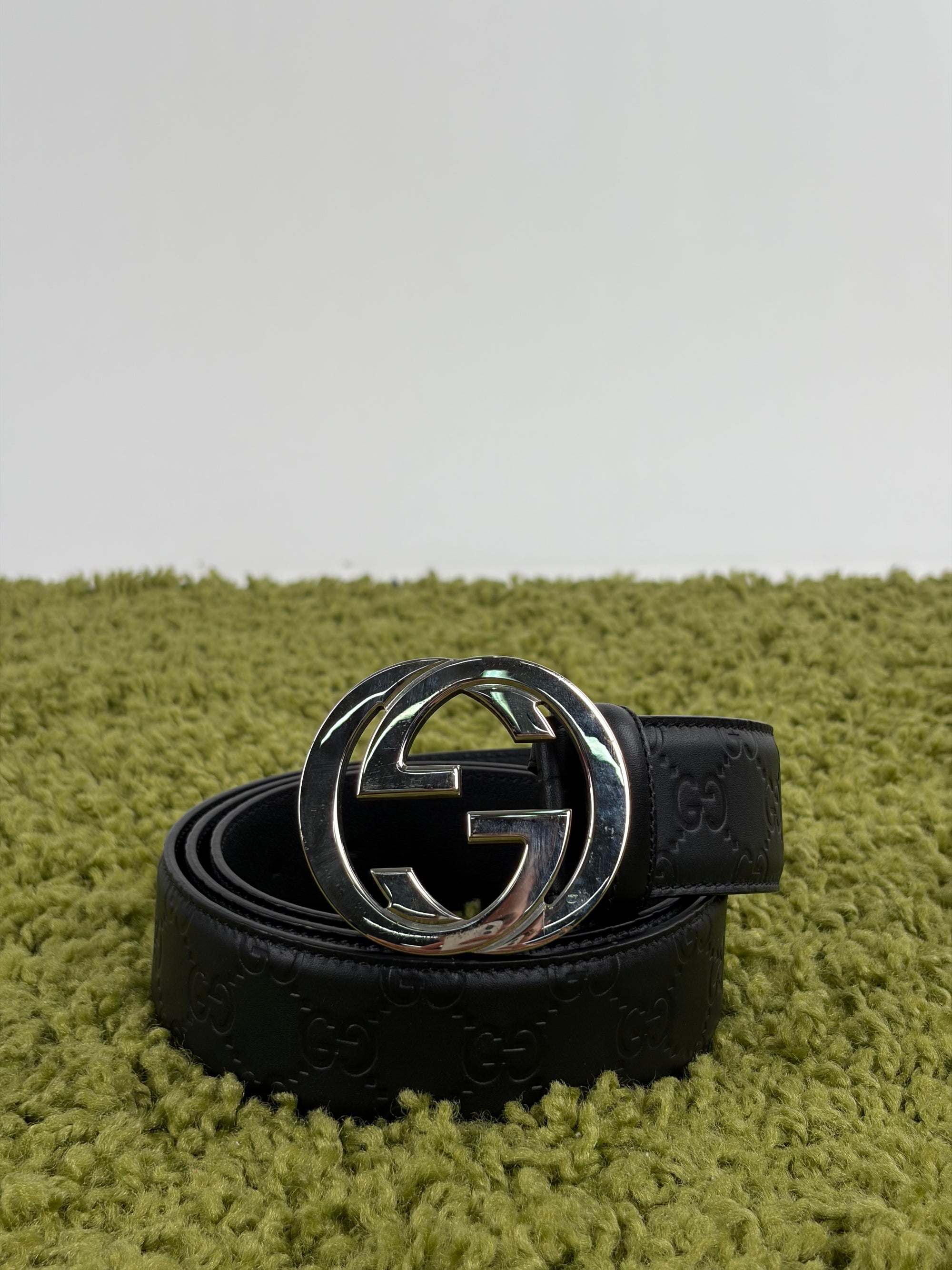 Cintura Gucci nera e argento
