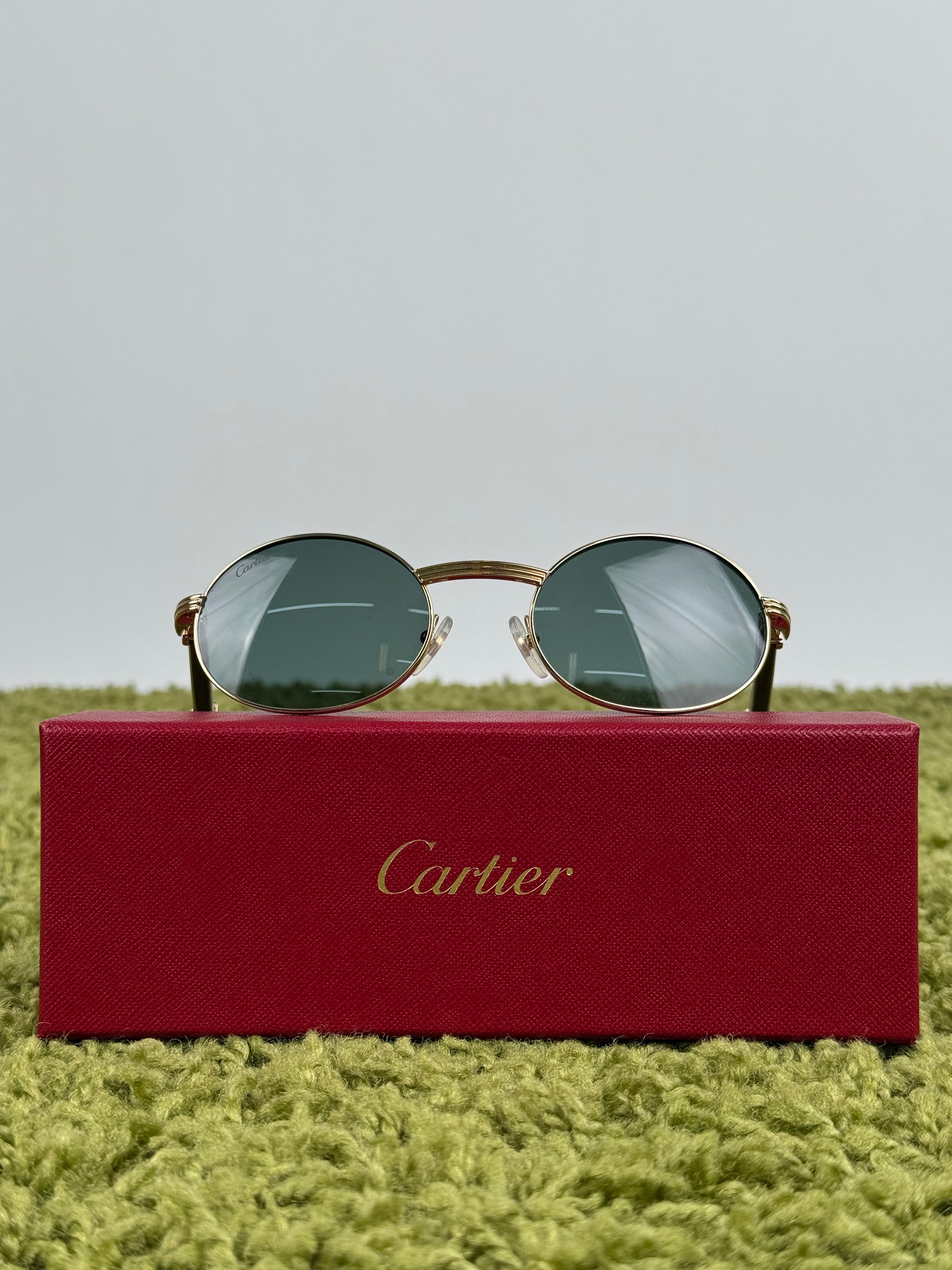 Cartier Eyewear Con montatura ovale e aste in legno