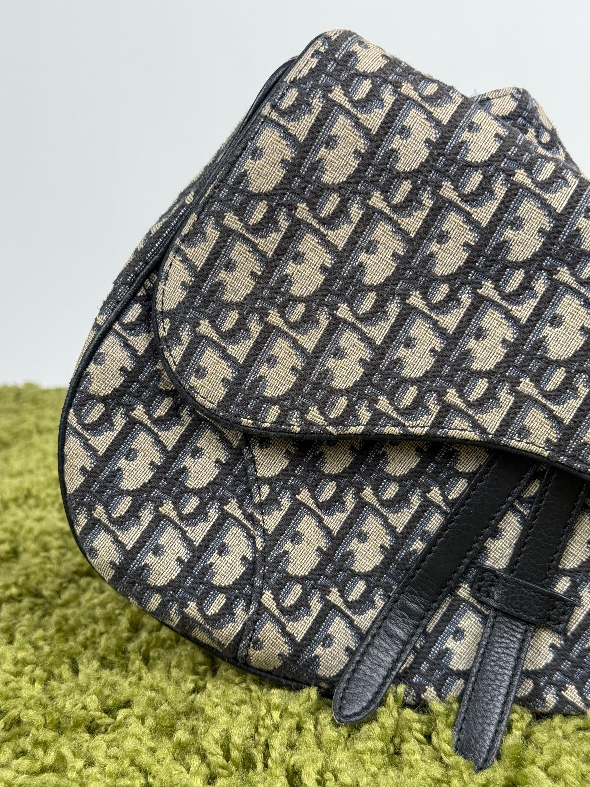 Borsa Saddle Christian Dior In oblique Beige Blu