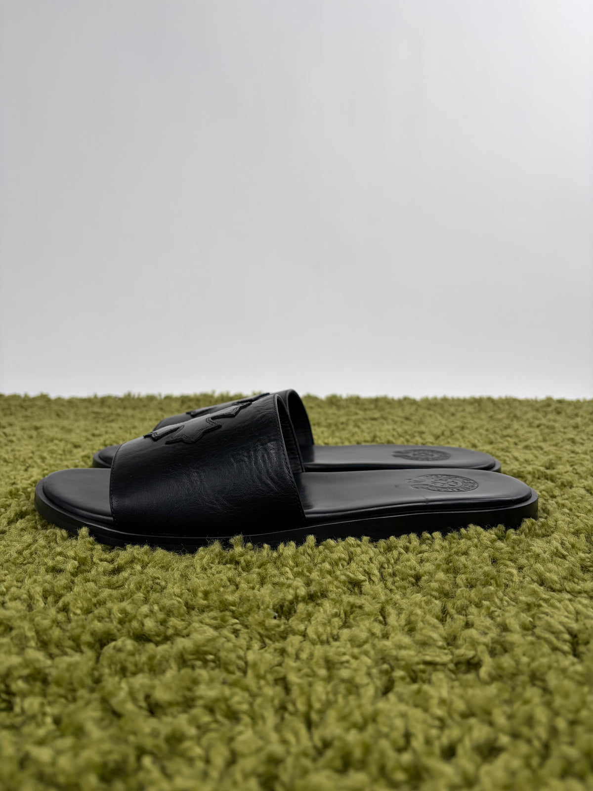 Sandali Slide Chrome Hearts in pelle Nero 45