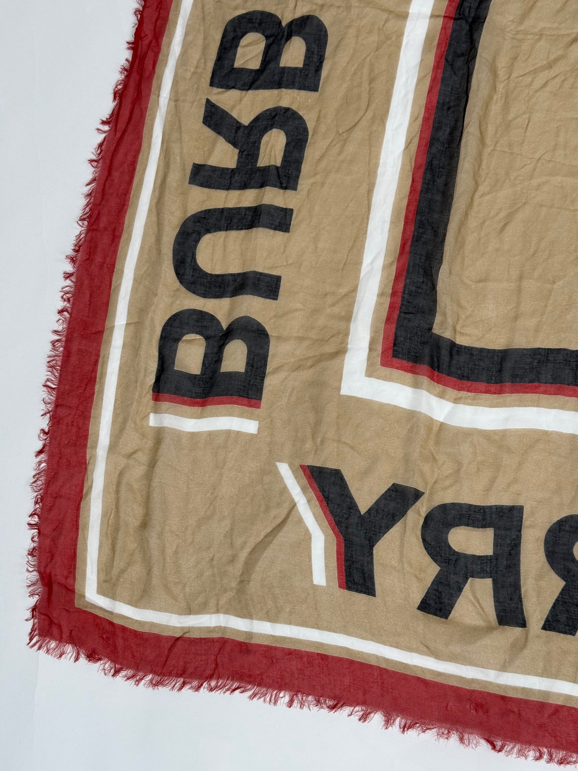Foulard Burberry marrone rosso nero e bianco
