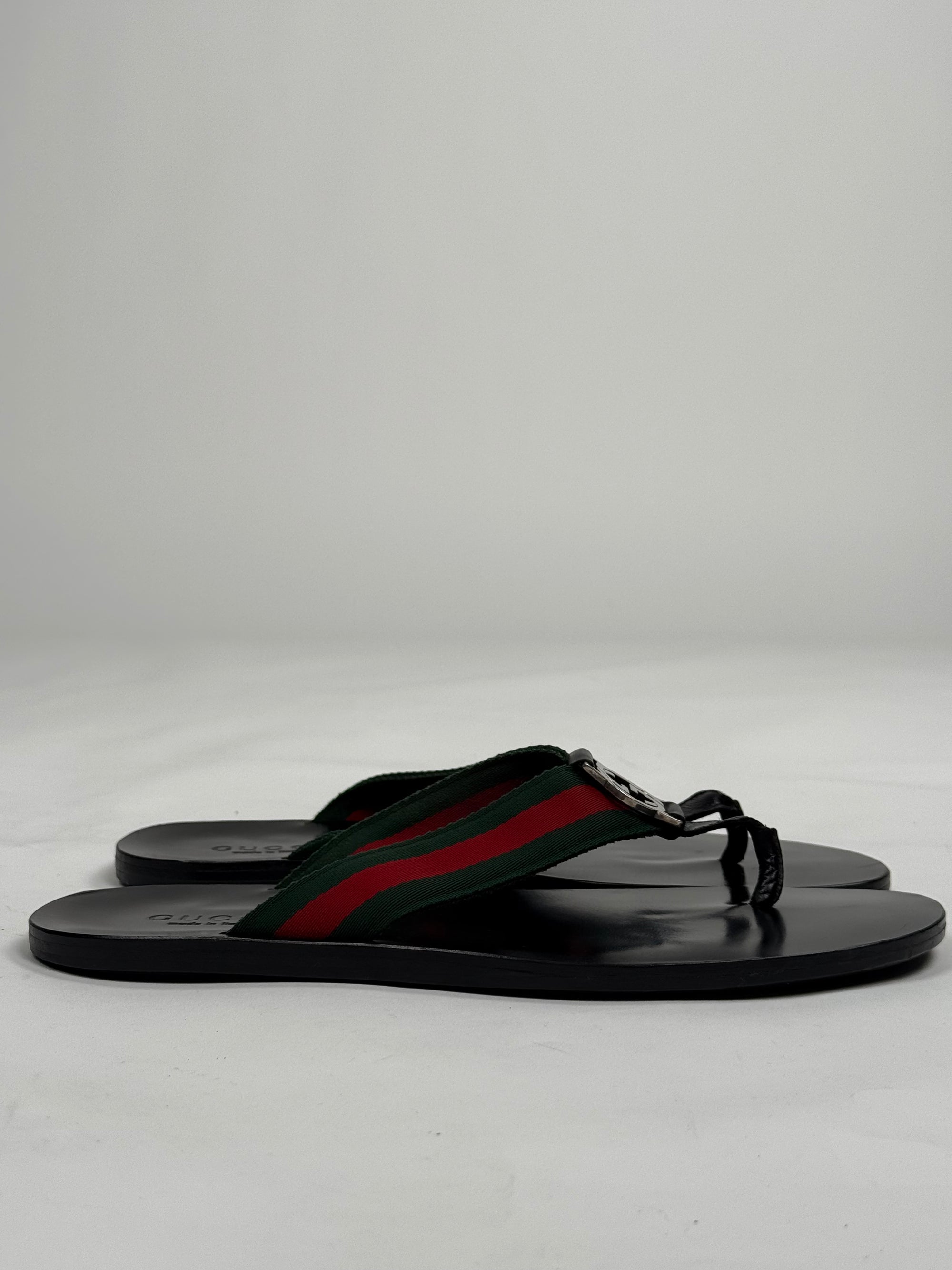 Sandali monogram Gucci Size 8=42 neri rossi e verdi