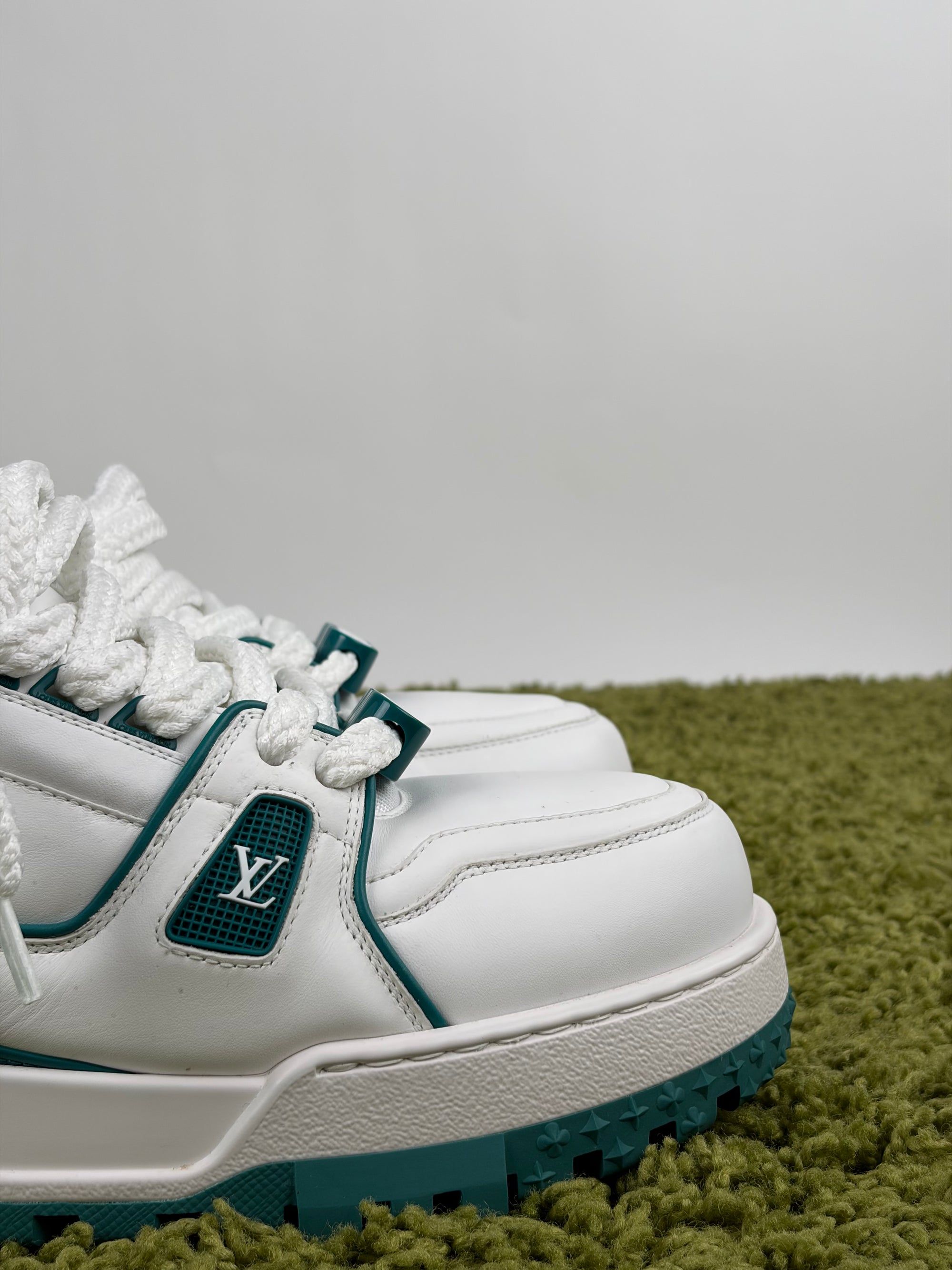 Louis Vuitton trainer maxi Size 10.5=44.5 calza 45/45.5 bianche e verdi