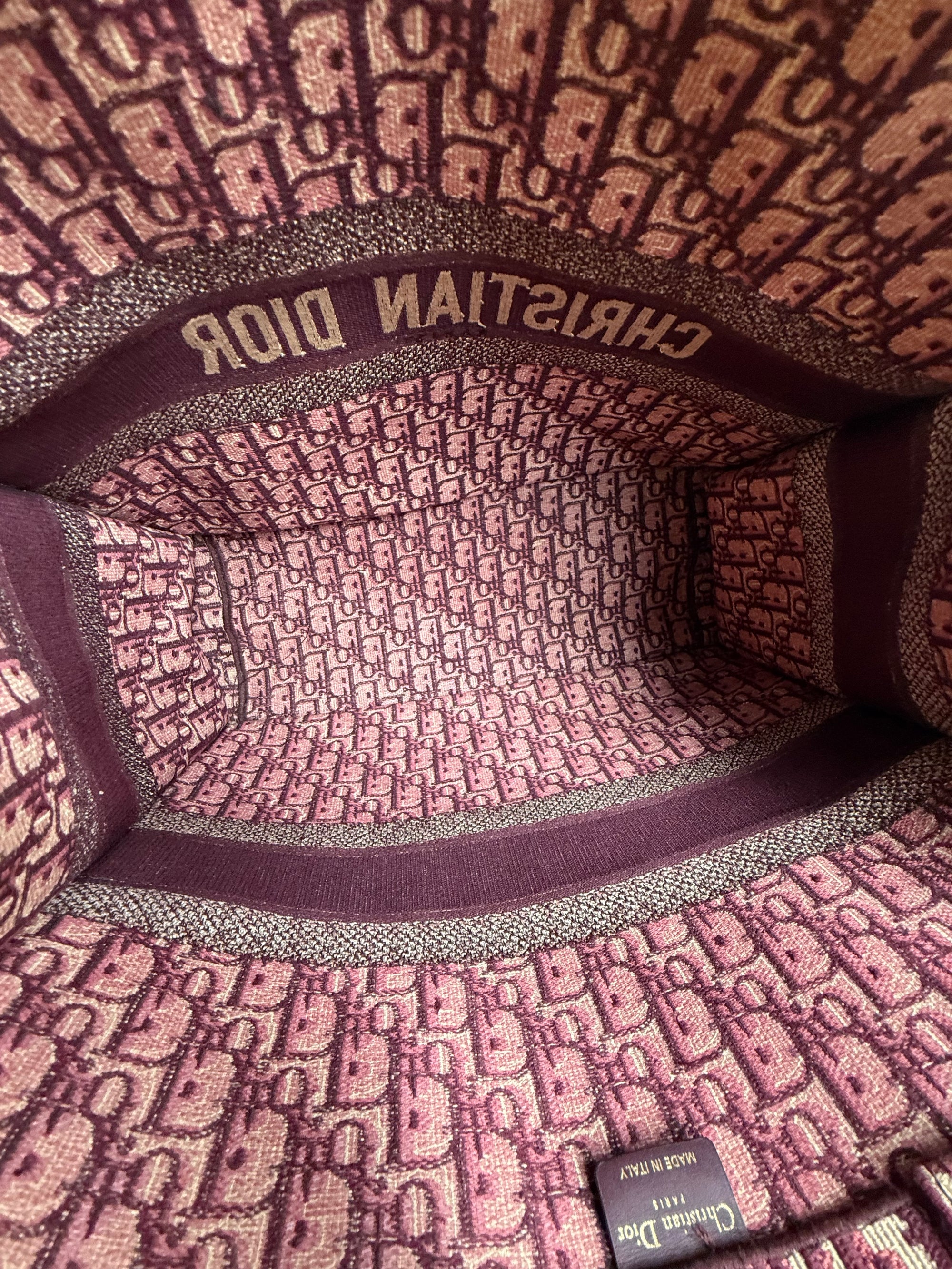 Borsa Tote Book in Tela Christian Dior Bordeaux