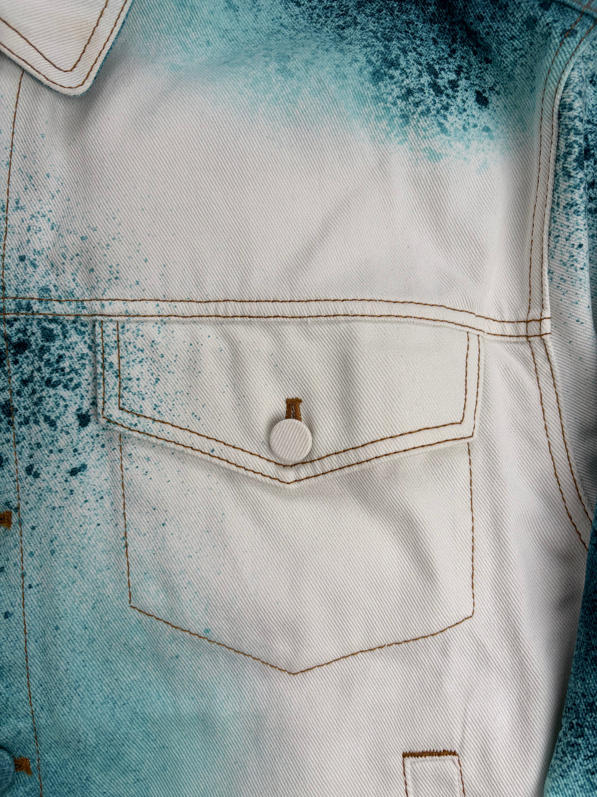 Giacca Louis Vuitton Spray in Denim Bianca Multicolor 54