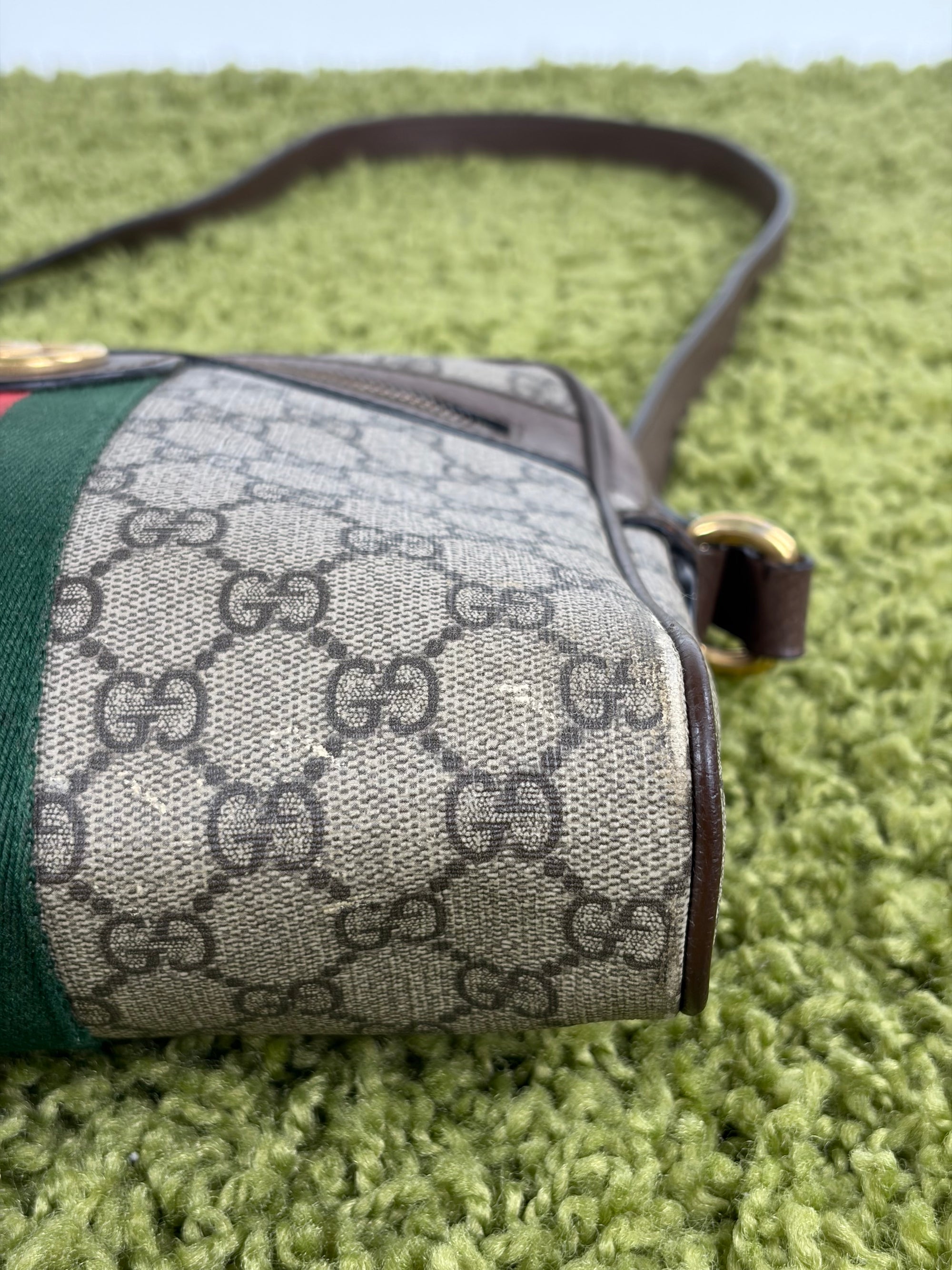 Borsello Gucci beige verde e rosso
