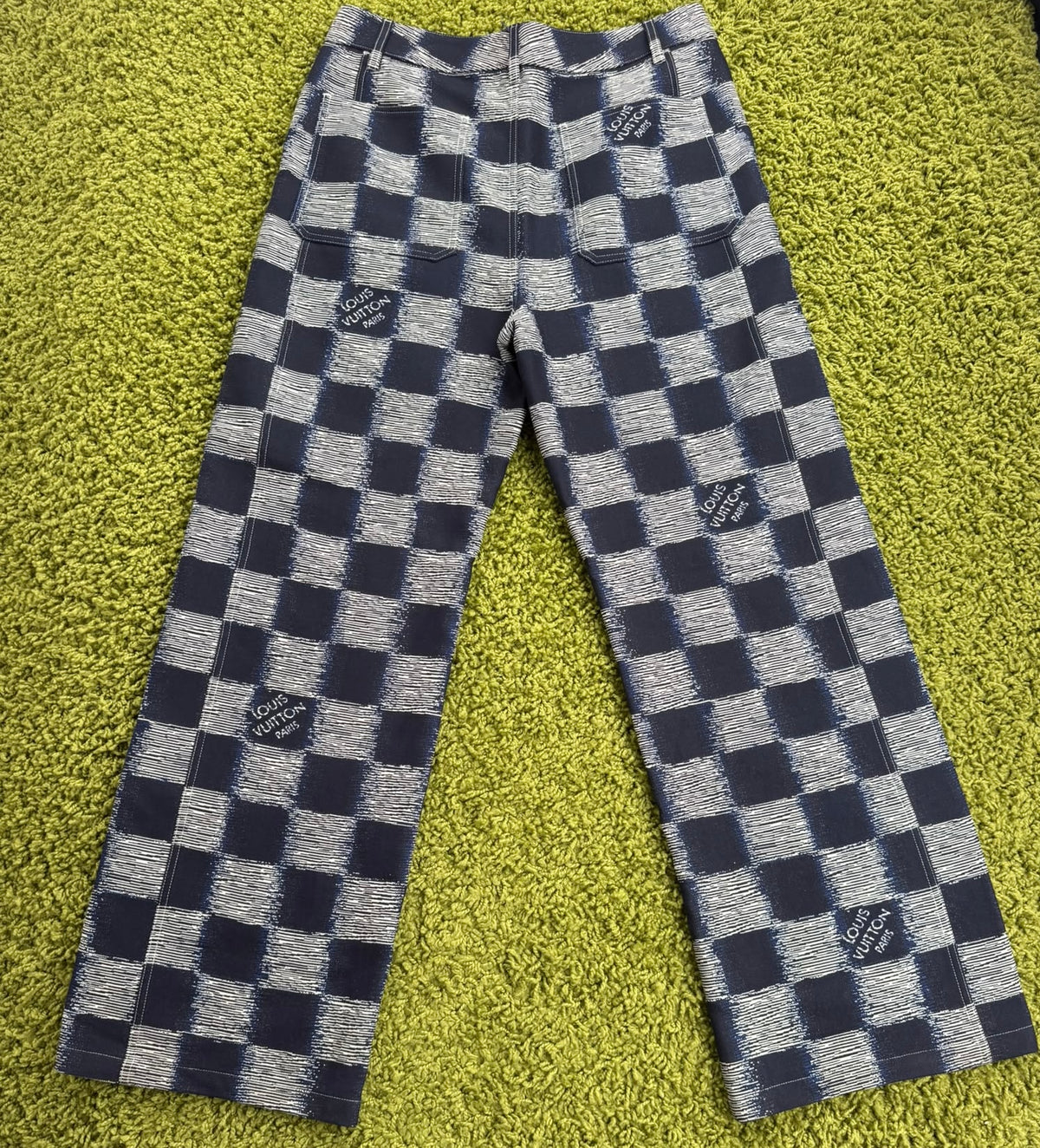 Pantalone Louis Vuitton damier 50 blu