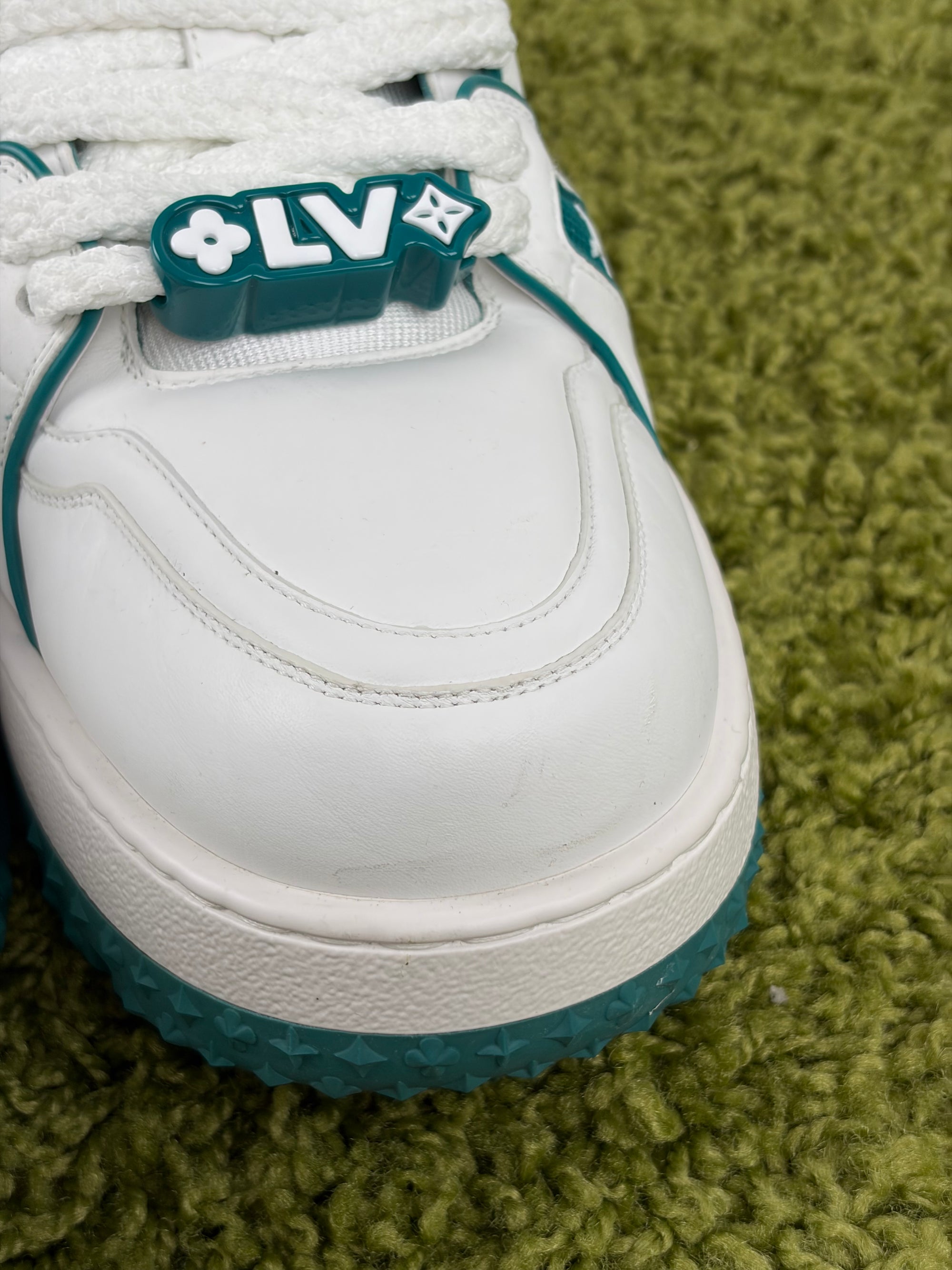 Louis Vuitton trainer maxi Size 10.5=44.5 calza 45/45.5 bianche e verdi