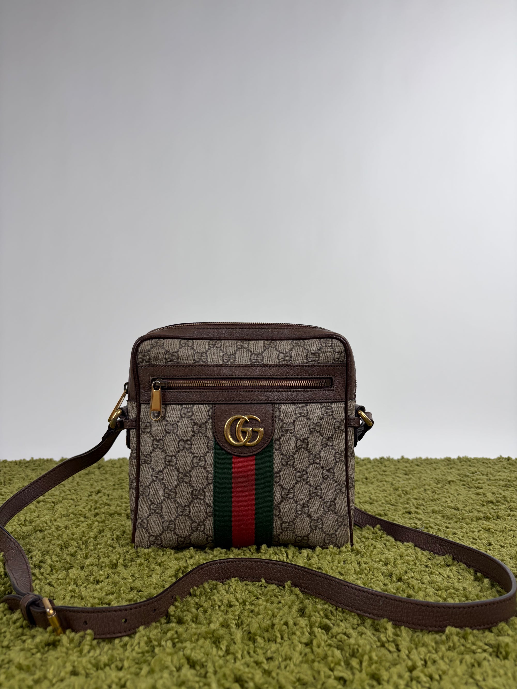 Borsello Gucci beige verde e rosso