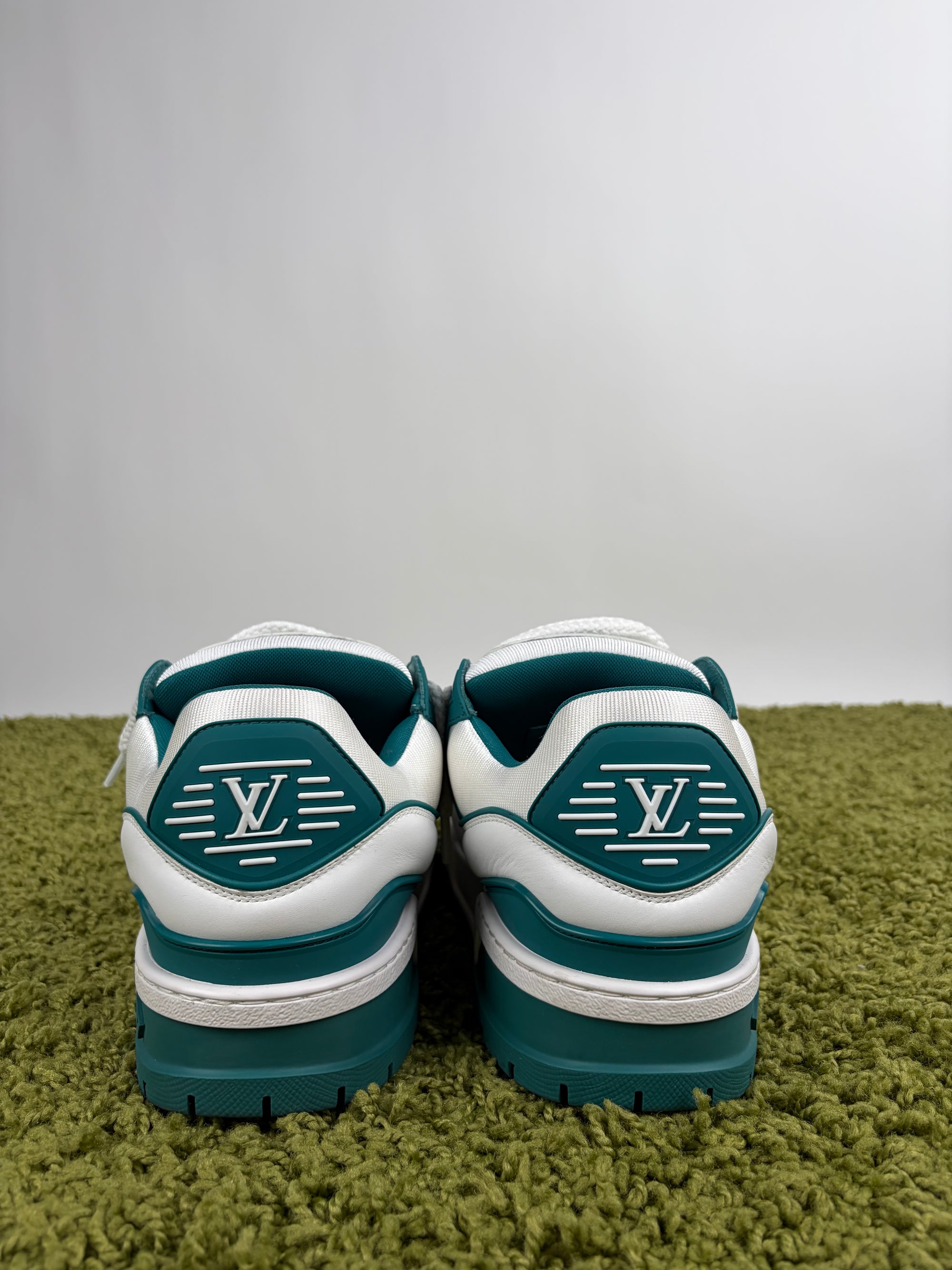 Louis Vuitton trainer maxi Size 10.5=44.5 calza 45/45.5 bianche e verdi