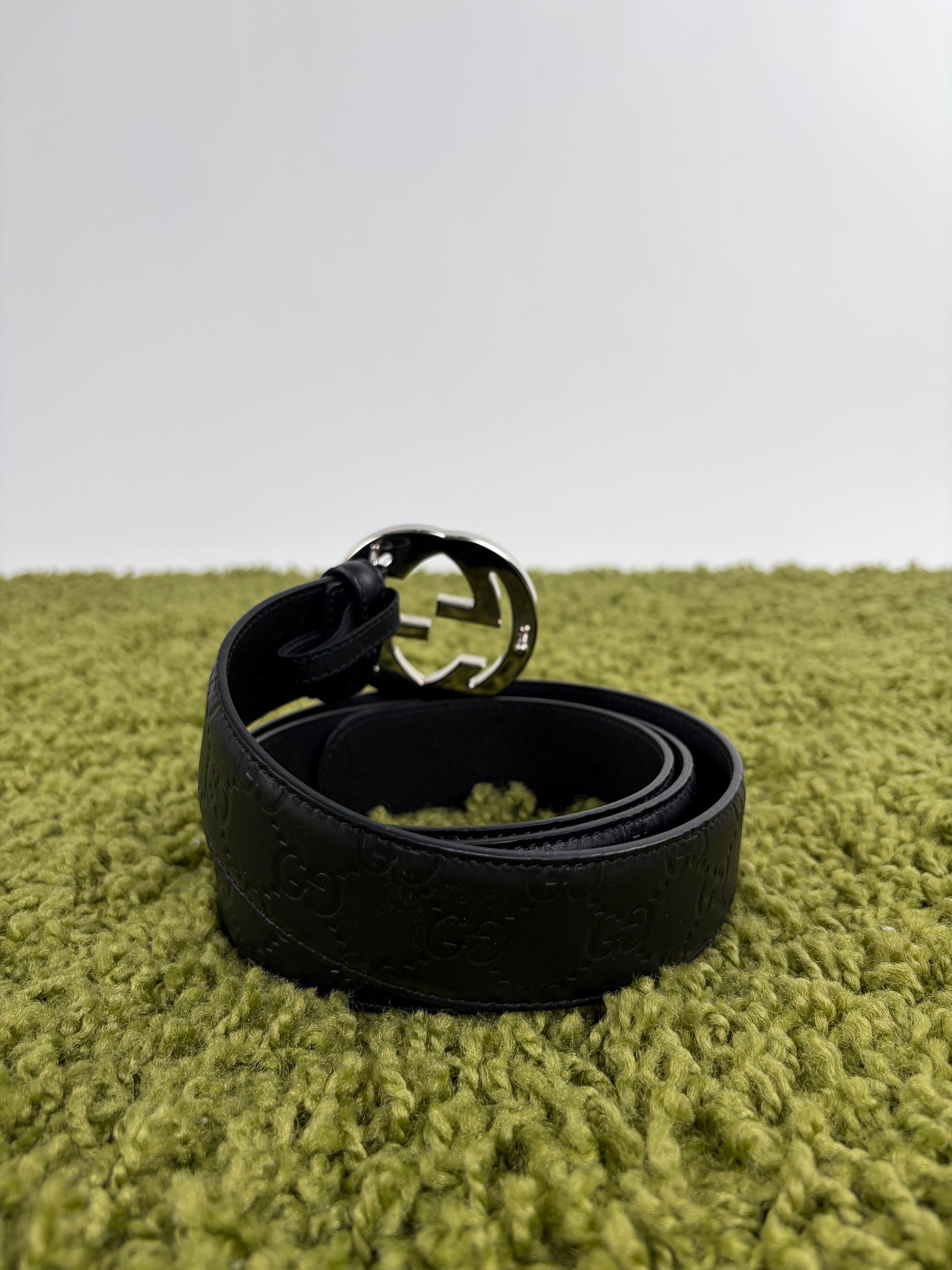 Cintura Gucci nera e argento