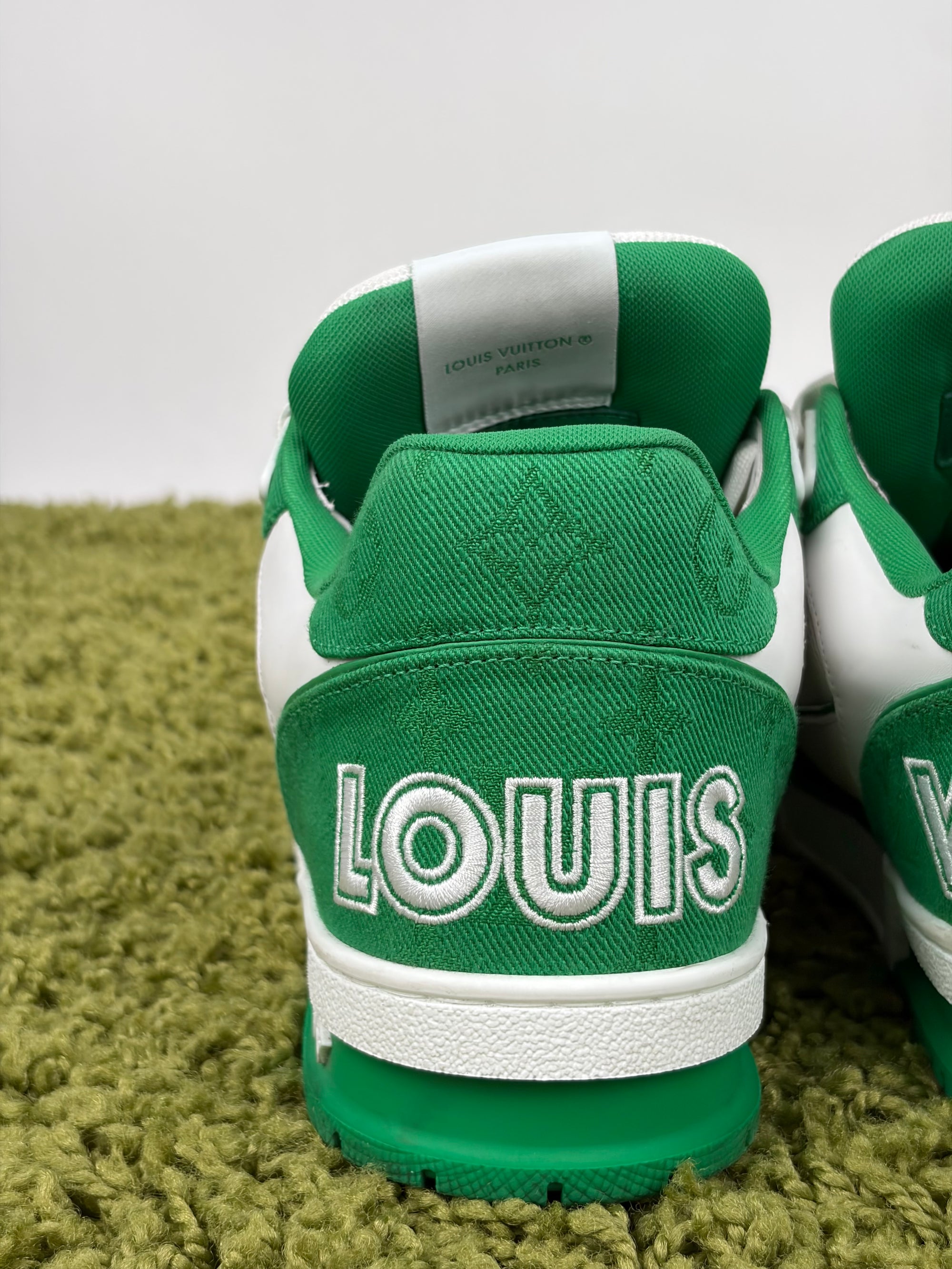 Louis Vuitton Trainer Size 8.5=42.5 calza 43.5 bianche e verdi