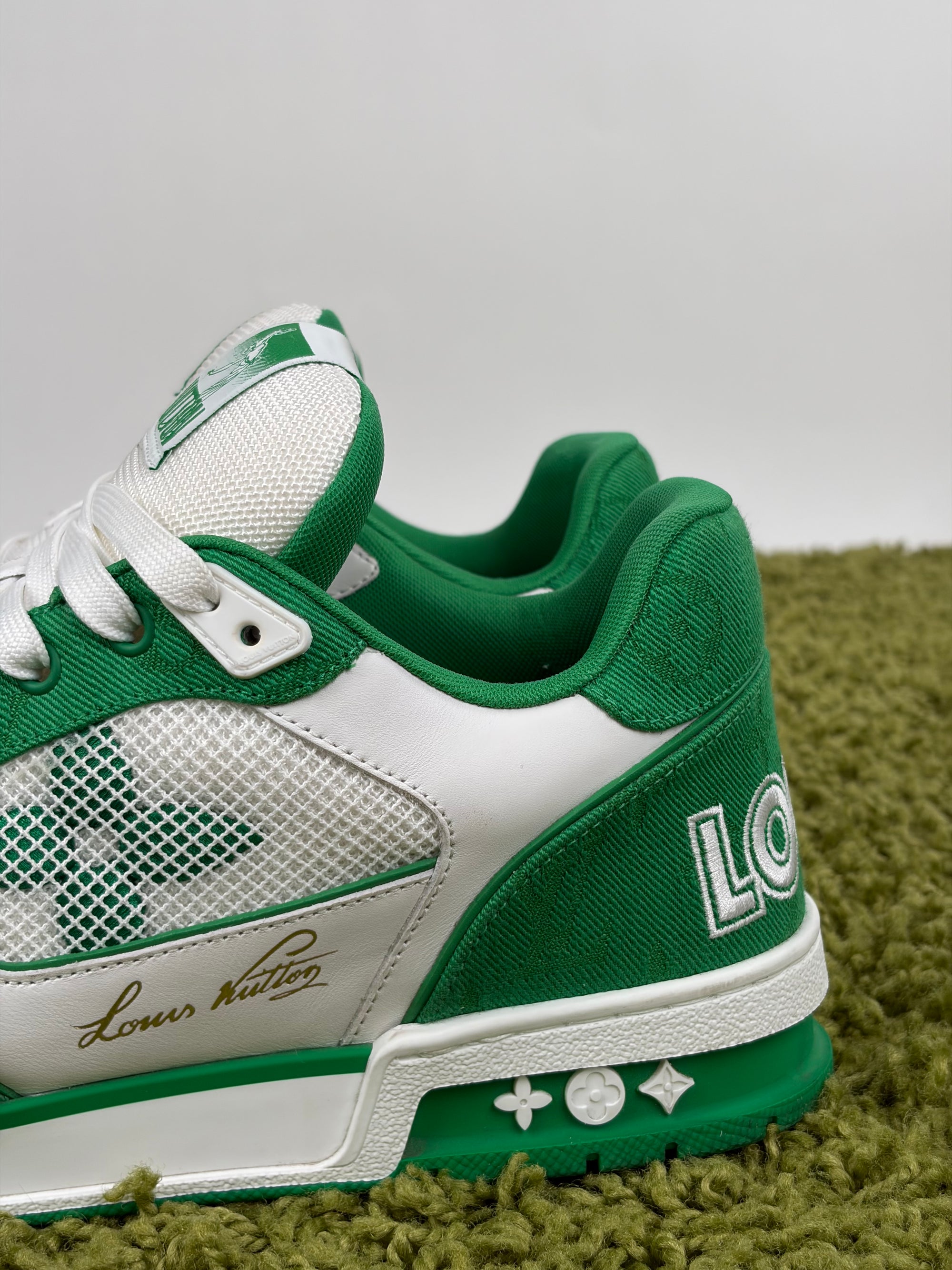 Louis Vuitton Trainer Size 8.5=42.5 calza 43.5 bianche e verdi