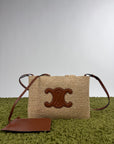 Borsa Celine Cabas Thais in rafia beige e marrone