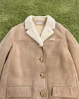 Montone con collo in shearling e bottoni incisi Prada Beige 40