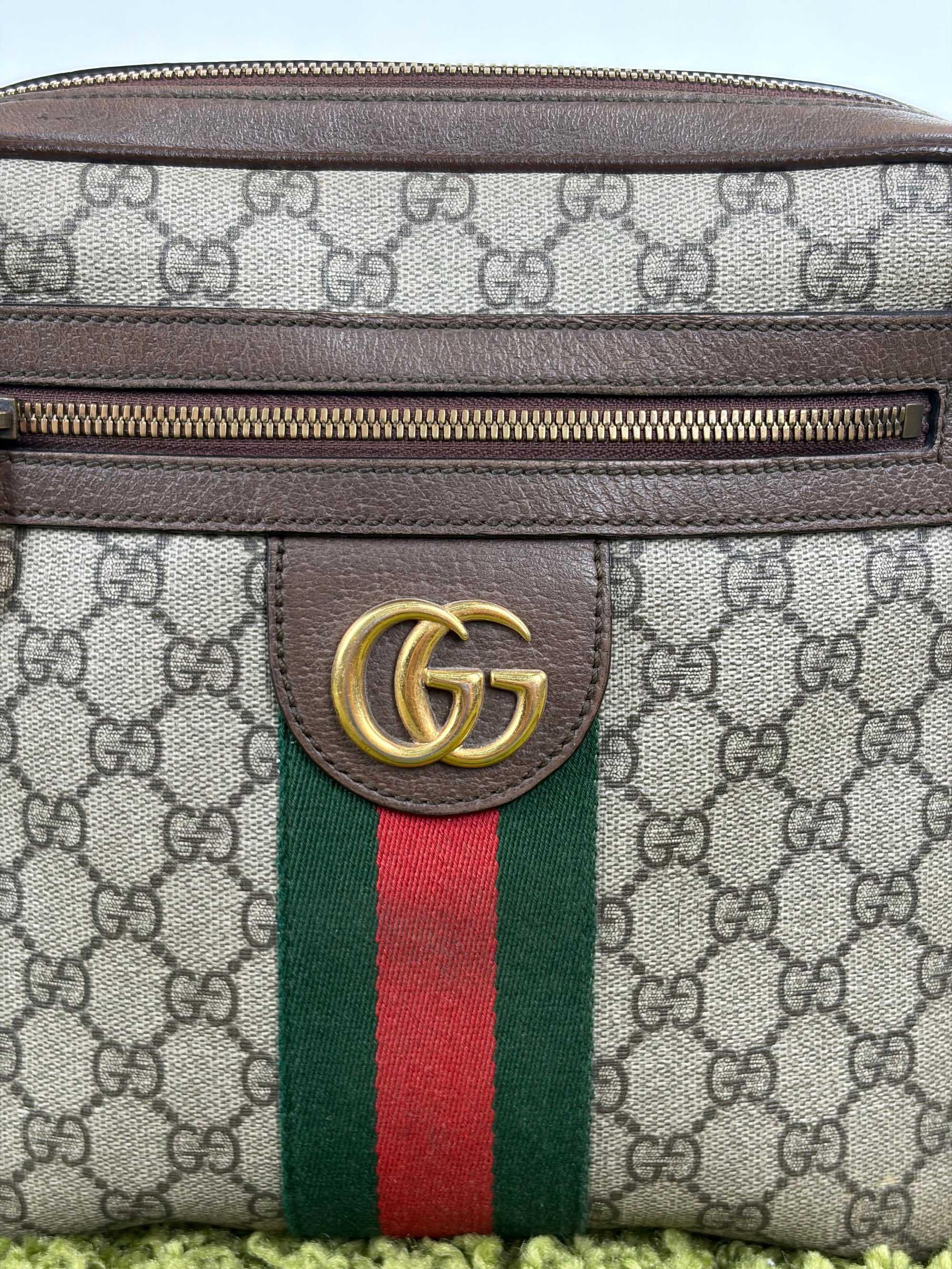 Borsello Gucci beige verde e rosso
