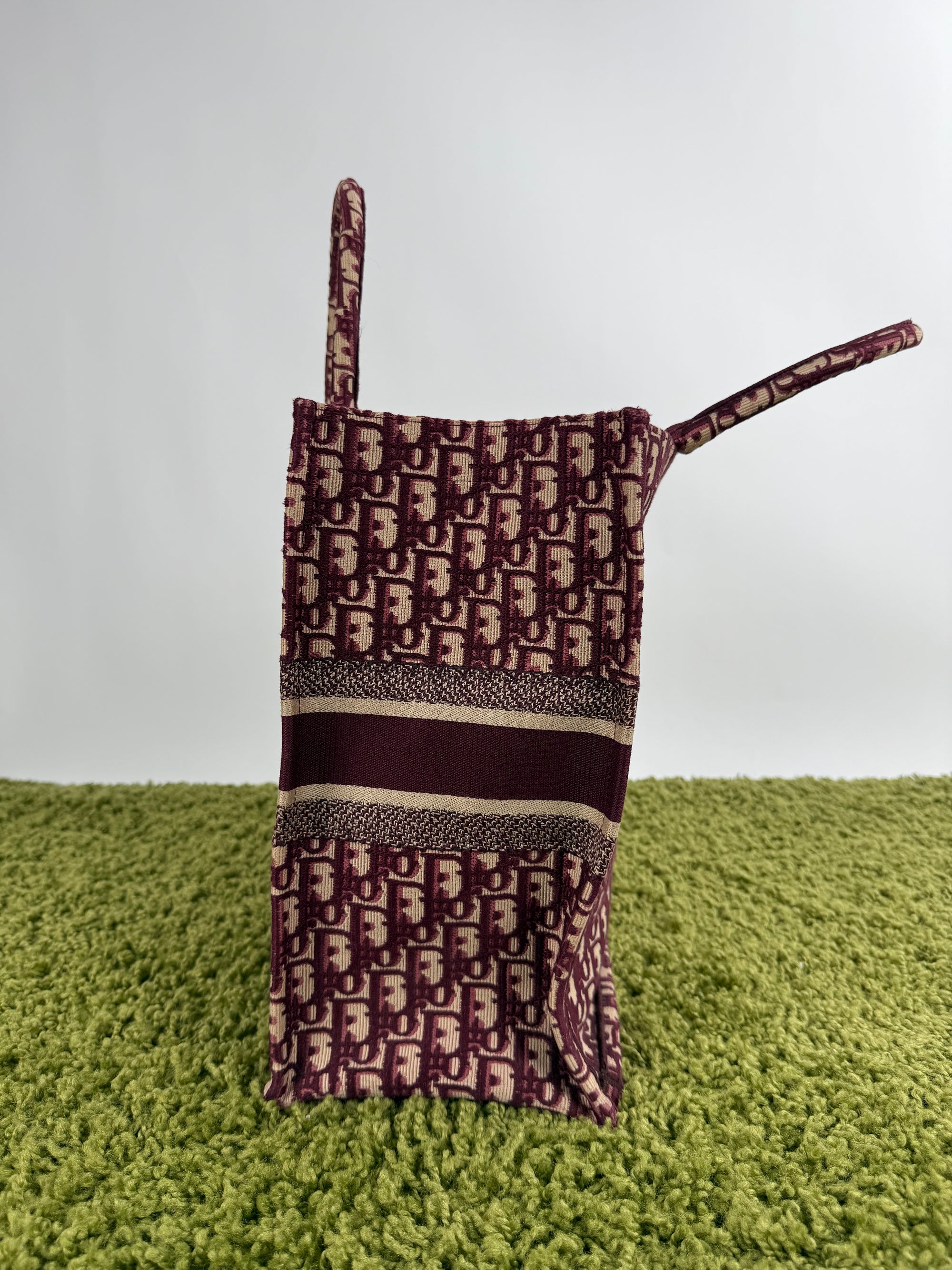 Borsa Tote Book in Tela Christian Dior Bordeaux