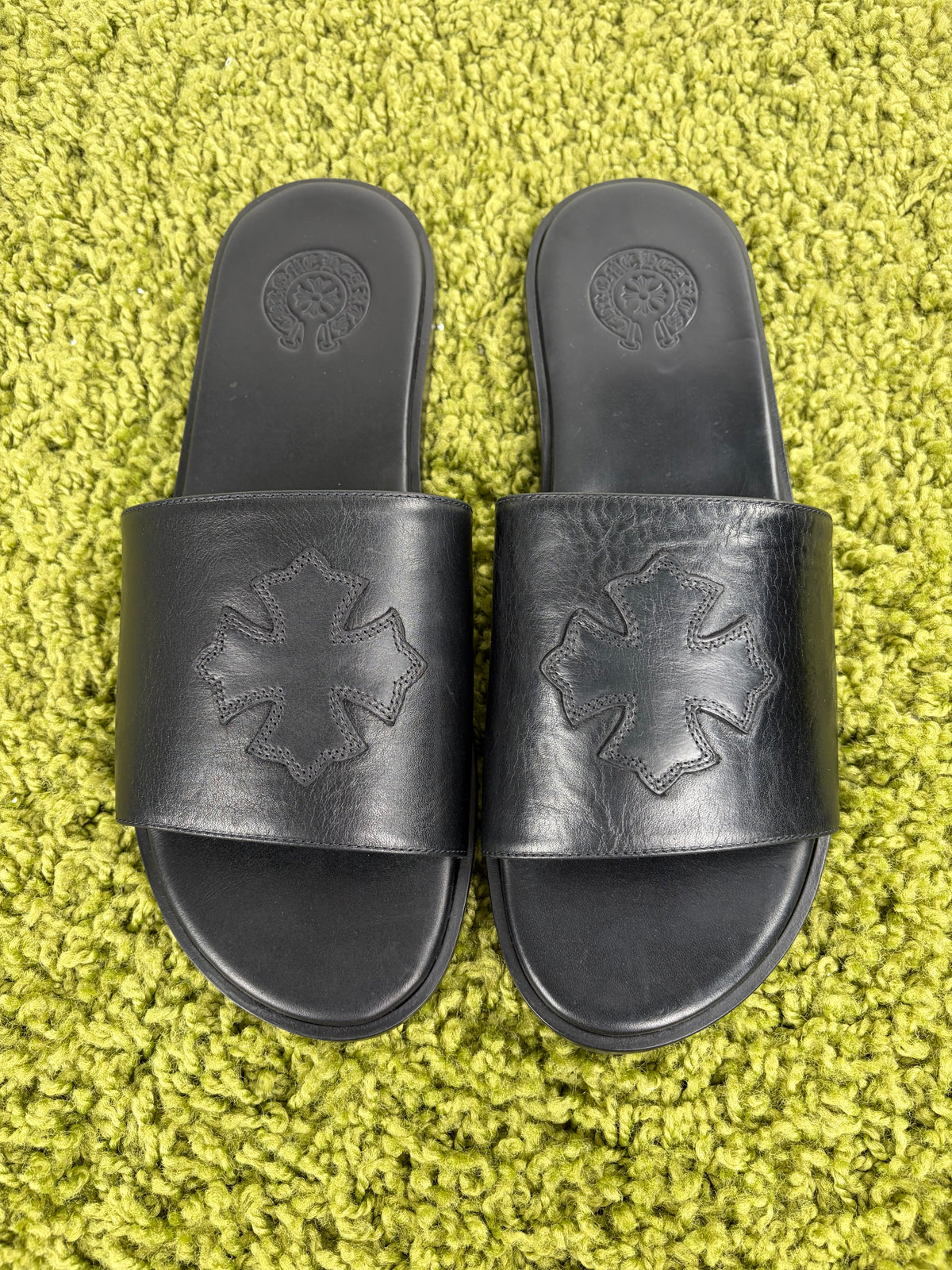 Sandali Slide Chrome Hearts in pelle Nero 45
