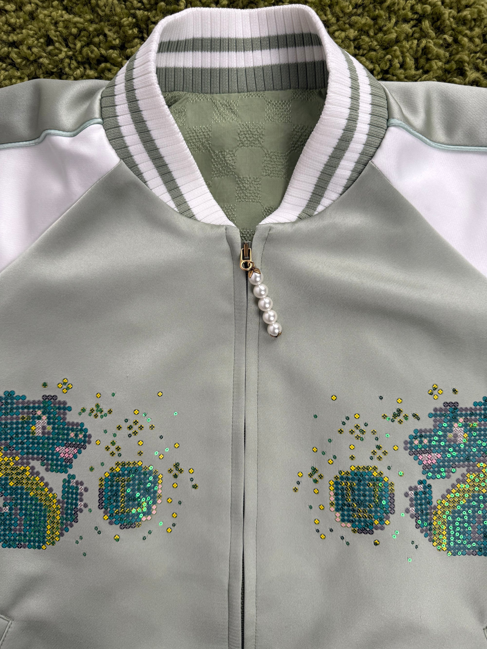 Giacca Souvenir Sukajan Con ricamo di Draghi Louis Vuitton Verde L