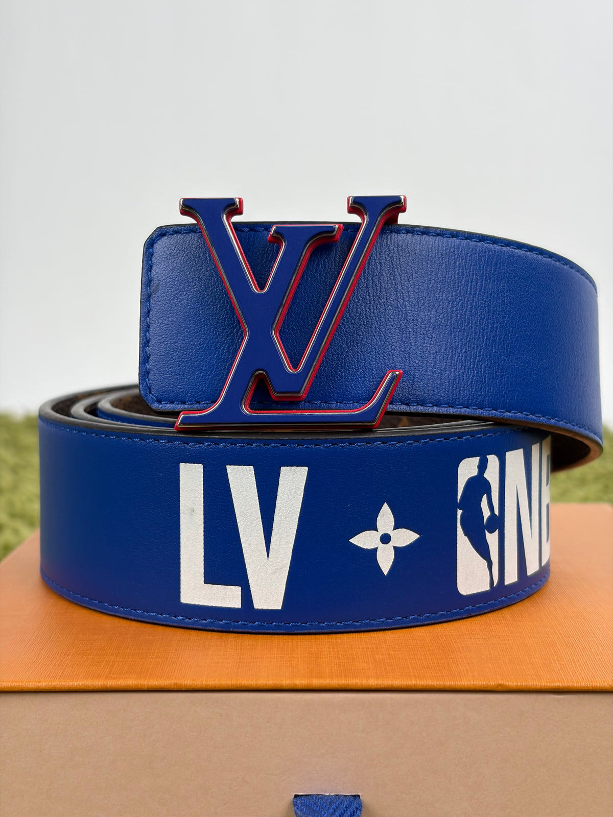 Cintura Louis Vuitton X NBA Blu Marrone 95/38 110cm