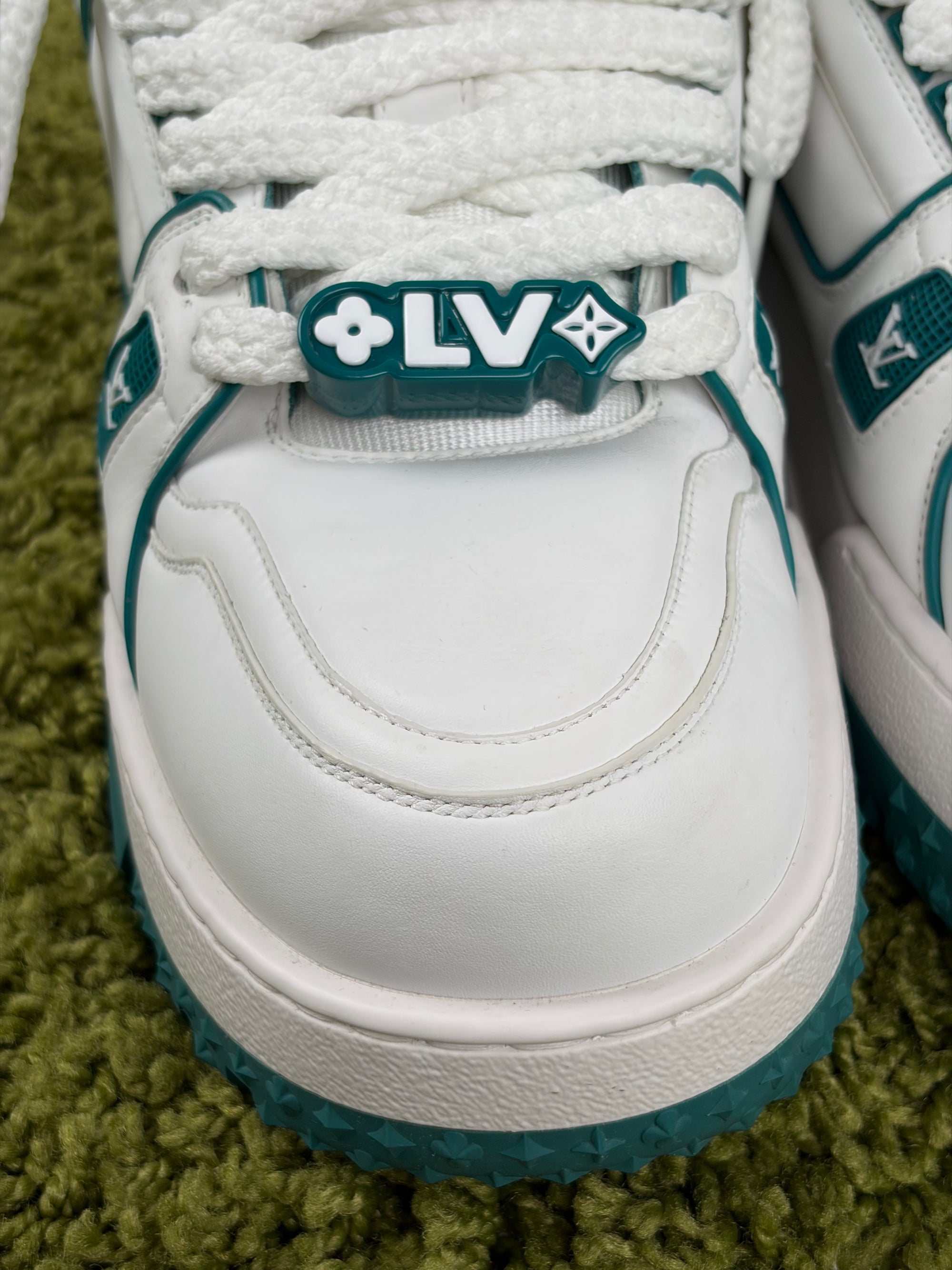 Louis Vuitton trainer maxi Size 10.5=44.5 calza 45/45.5 bianche e verdi