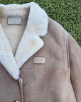 Montone con collo in shearling e bottoni incisi Prada Beige 40