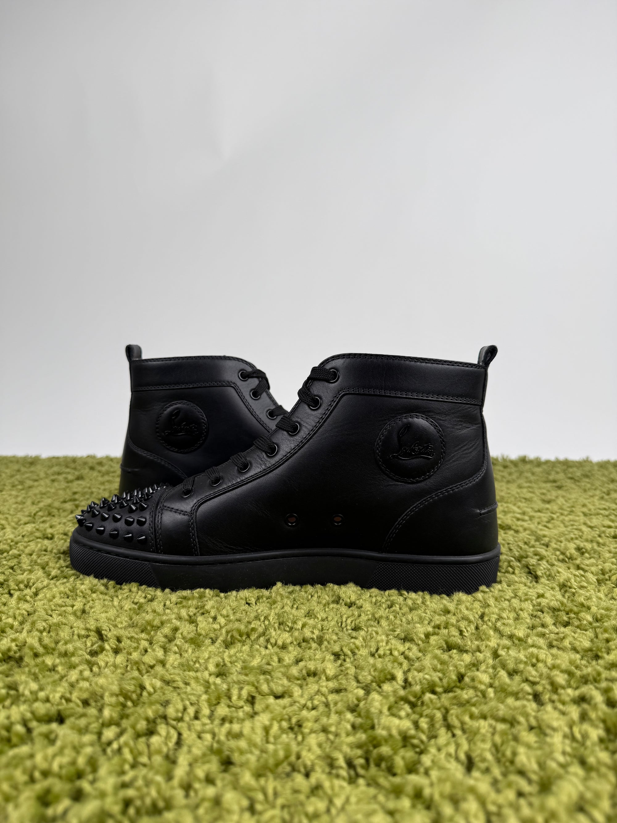 Christian Louboutin Pelle nera spike sneaker 43