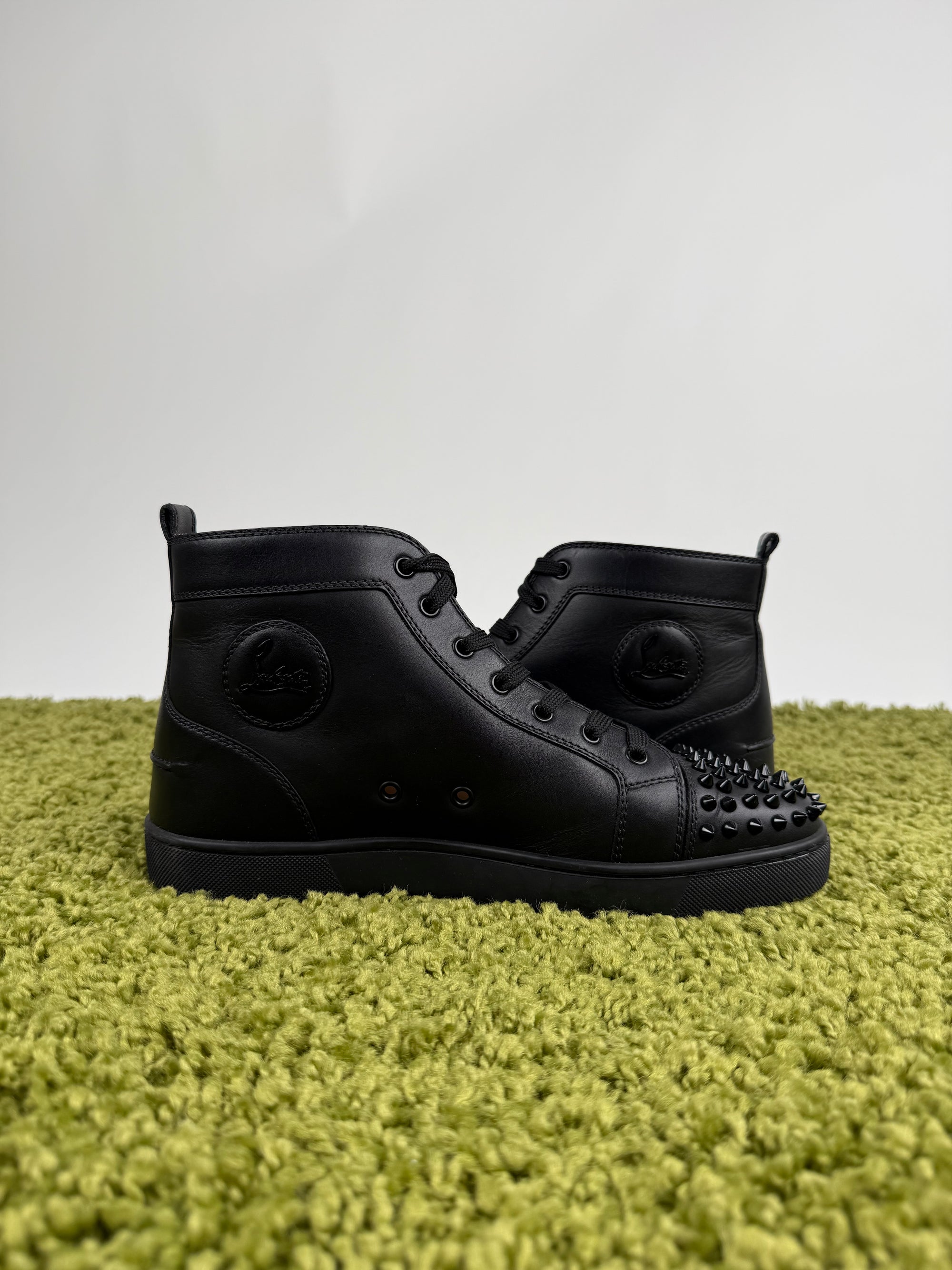 Christian Louboutin Pelle nera spike sneaker 43
