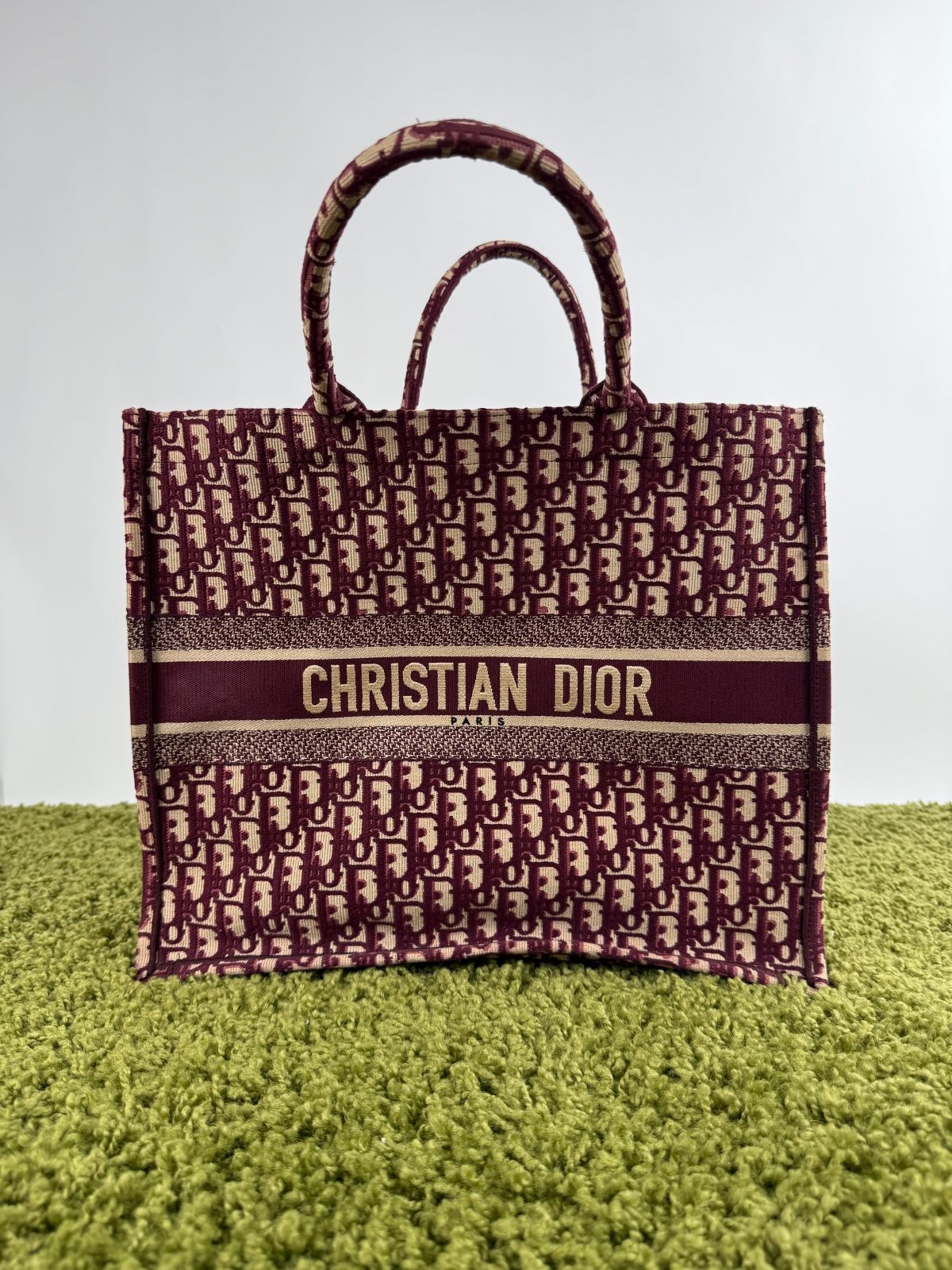 Borsa Tote Book in Tela Christian Dior Bordeaux - Second Hand Di Fiore