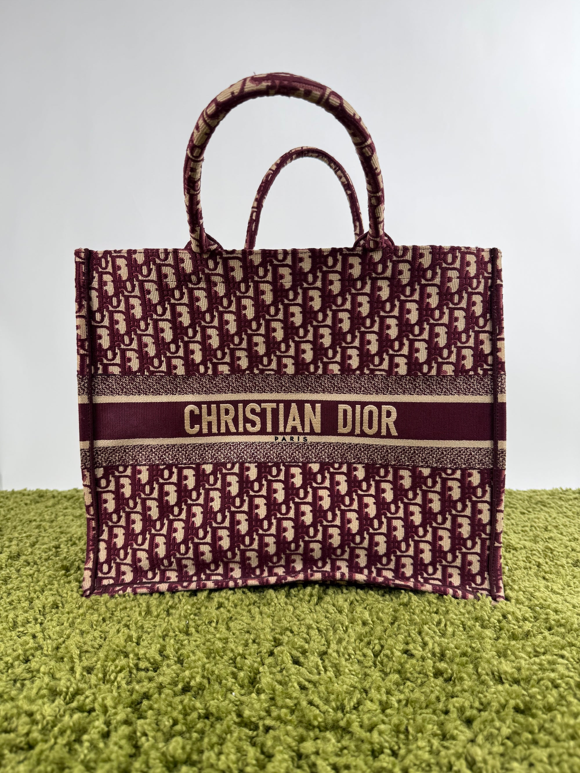 Borsa Tote Book in Tela Christian Dior Bordeaux