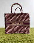 Borsa Tote Book in Tela Christian Dior Bordeaux