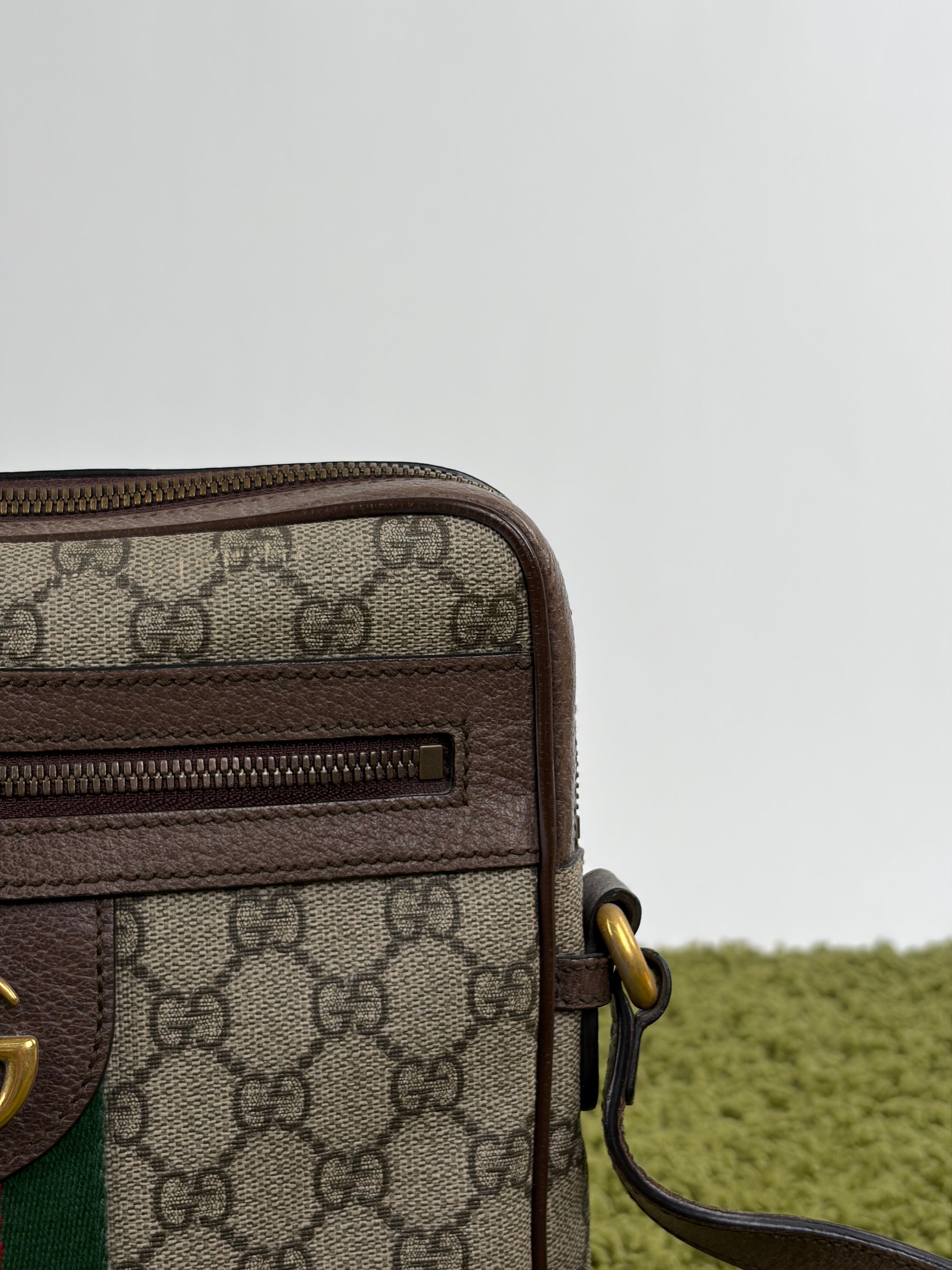 Borsello Gucci beige verde e rosso