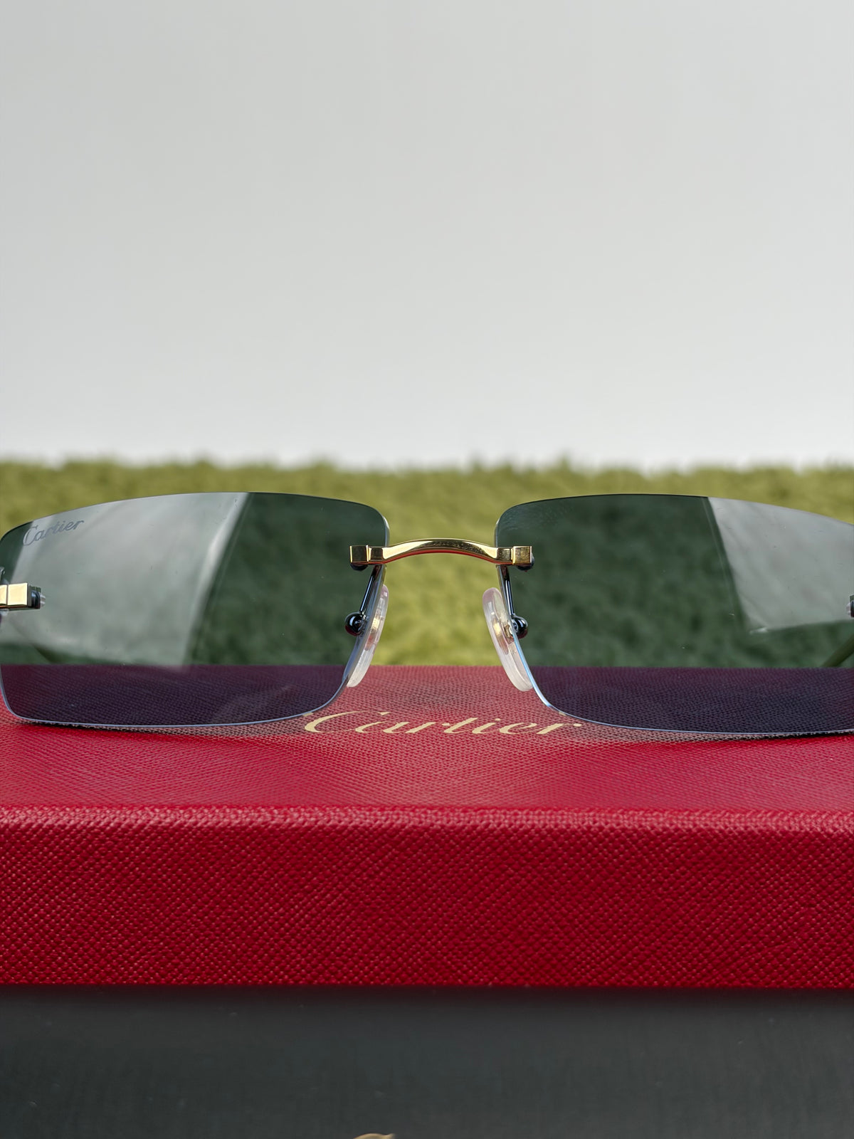 Occhiali da sole Cartier Pantère Oro con Lenti blu