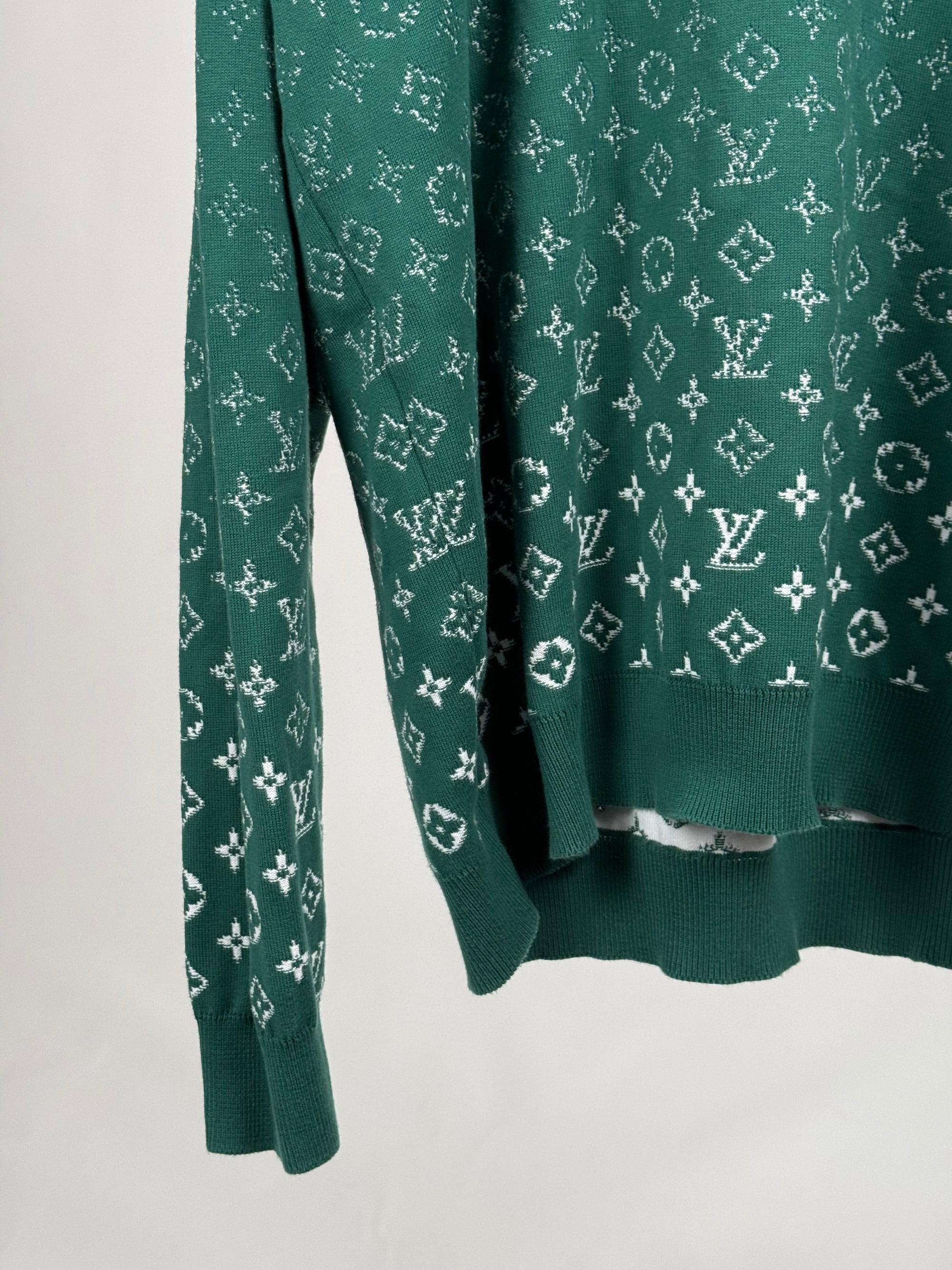 Felpa Louis Vuitton Size XXL verde e bianca