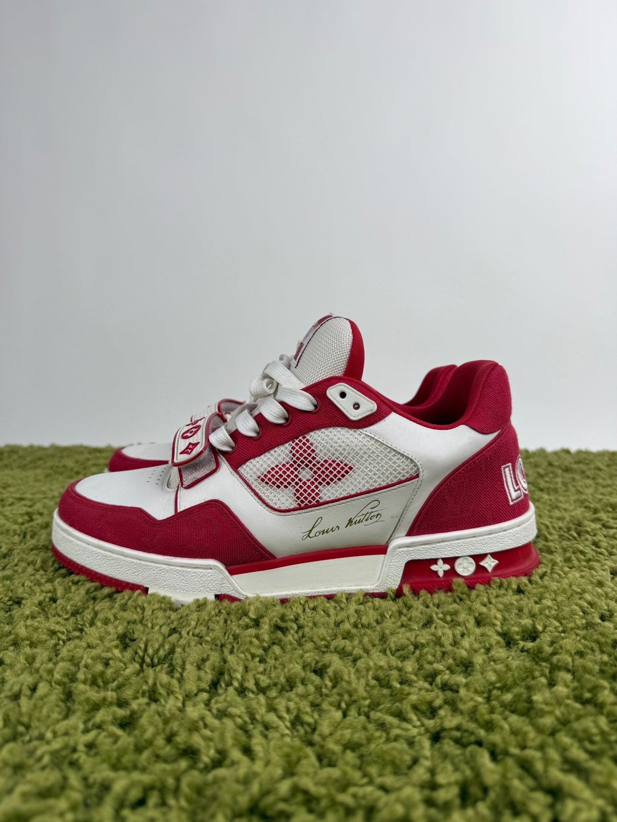 Louis Vuitton Trainer in denim Rossa 7.5 - Second Hand Di Fiore