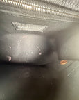 Borsa Balenciaga Hourglass Small in denim patchwork nero con logo B metallico argento