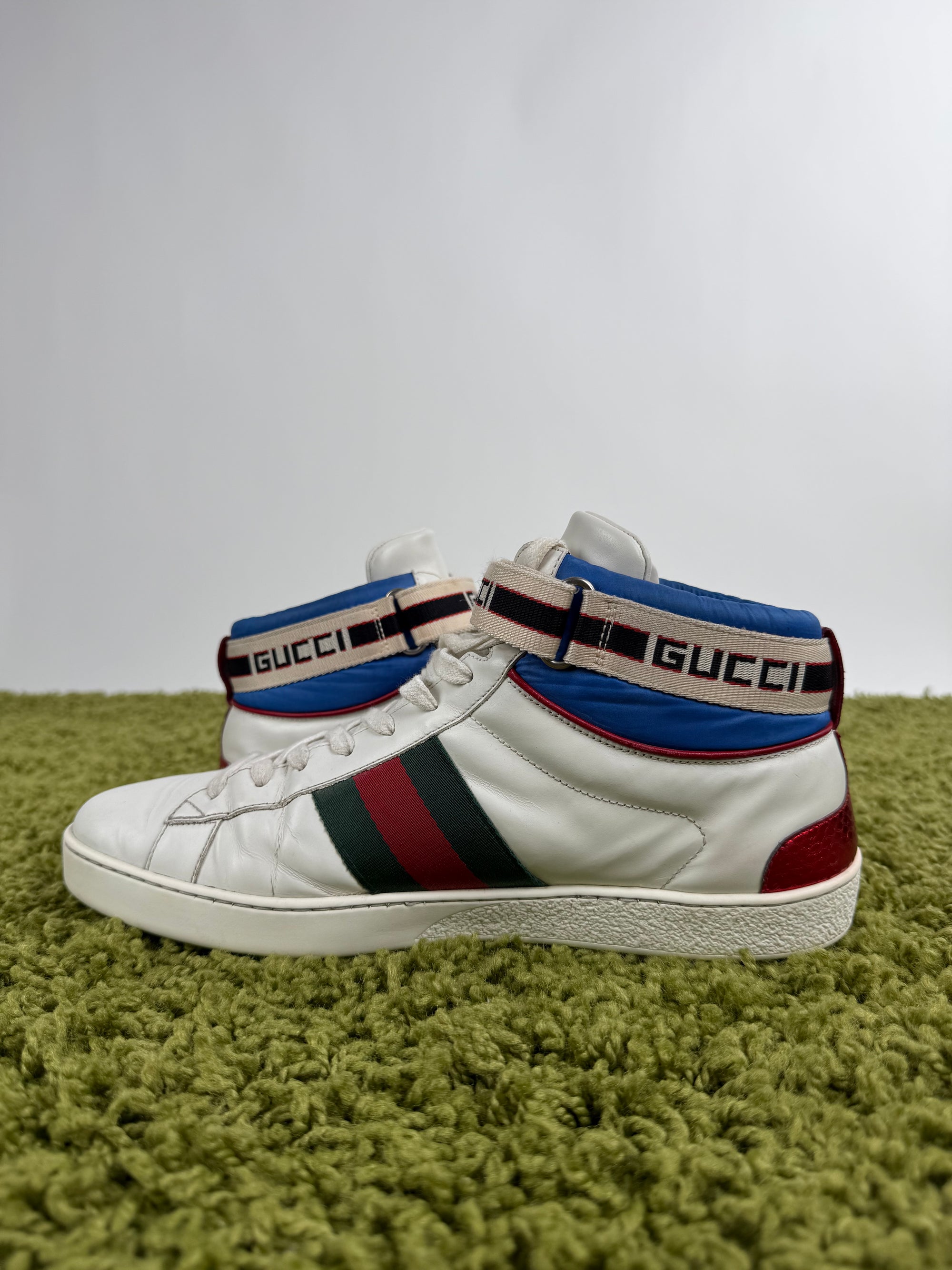 Gucci Ace Stripe High Bianche 9.5
