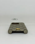 Cover Gucci per IPhone 16 pro beige e oro