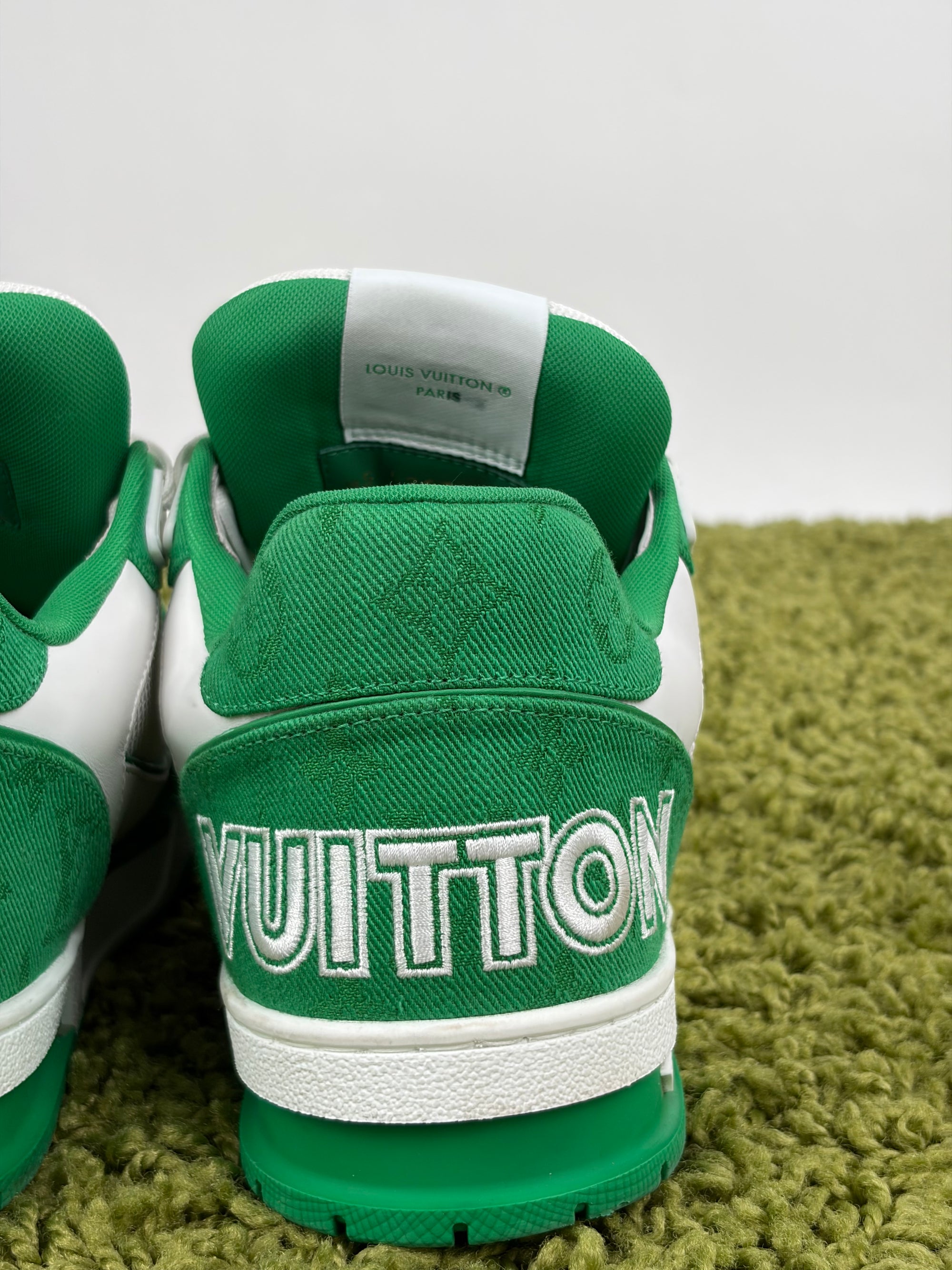 Louis Vuitton Trainer Size 8.5=42.5 calza 43.5 bianche e verdi